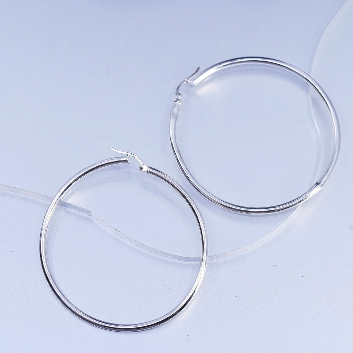1.75", DENTED vintage Sterling silver handmade earrings, 925 hoops