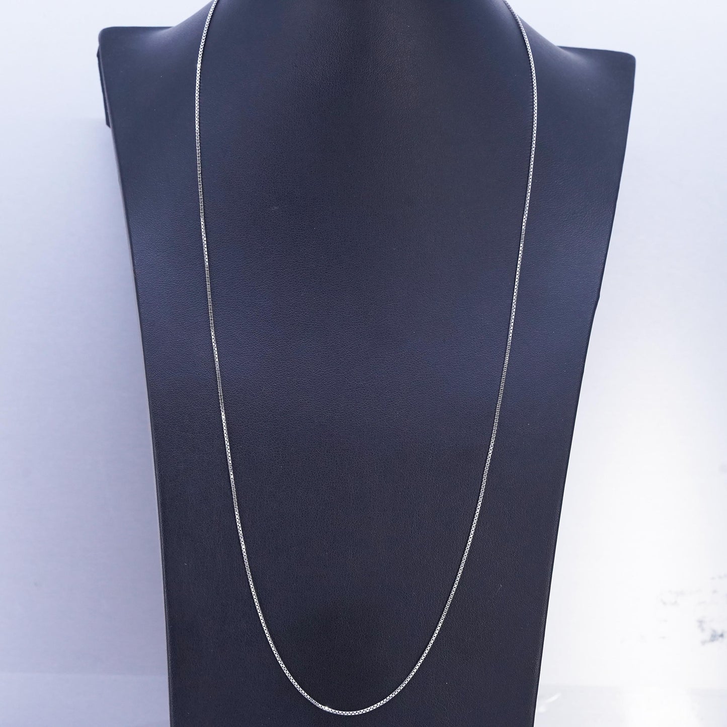 24", Vintage Italian sterling silver box chain, made in Italy silver necklace