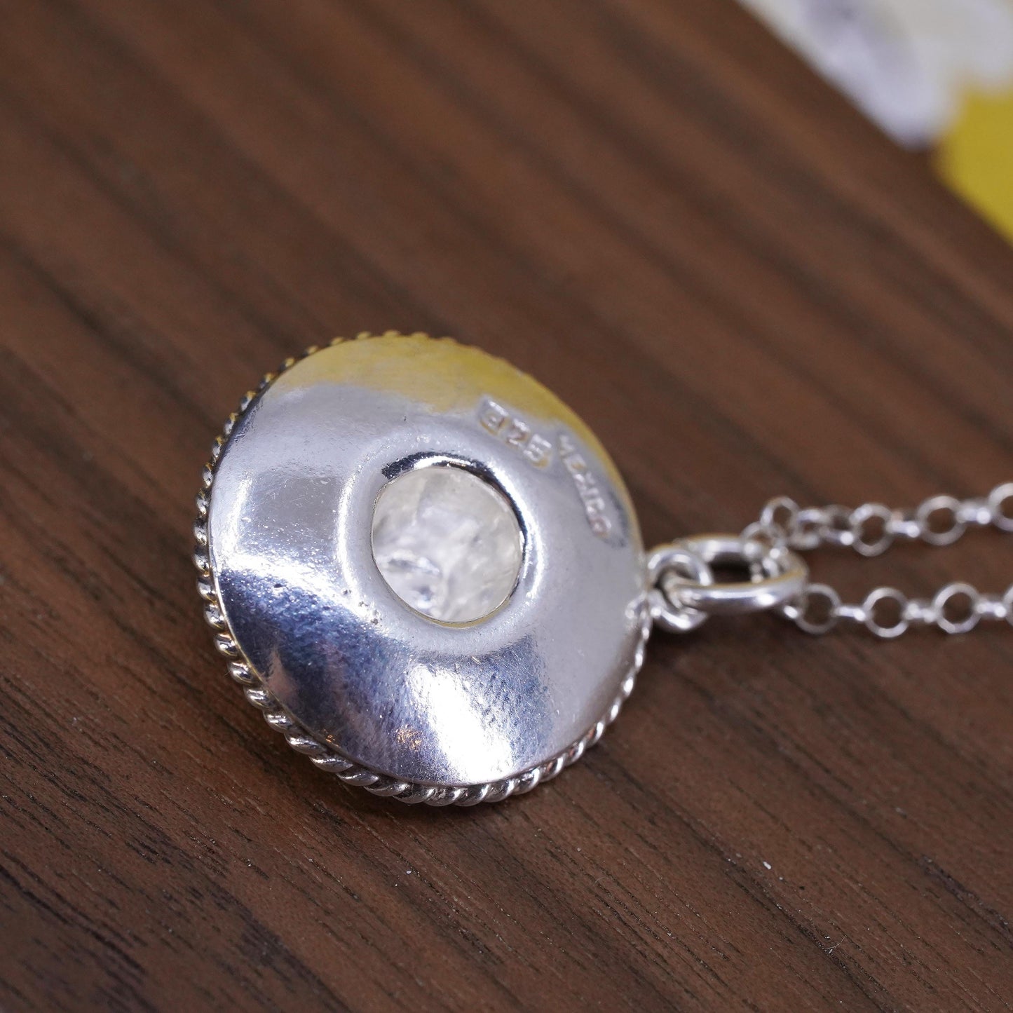 Mexican Sterling silver circle necklace with Mexico 925 sombreros hat pendant