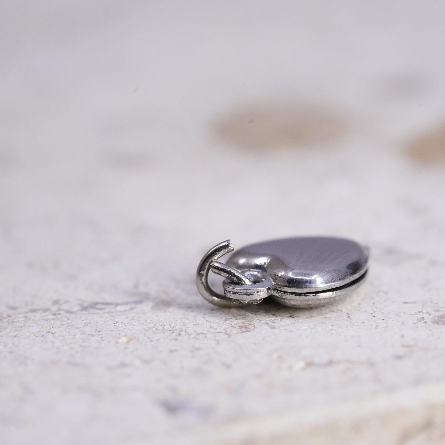Vintage sterling silver handmade pendant, 925 3D heart charm