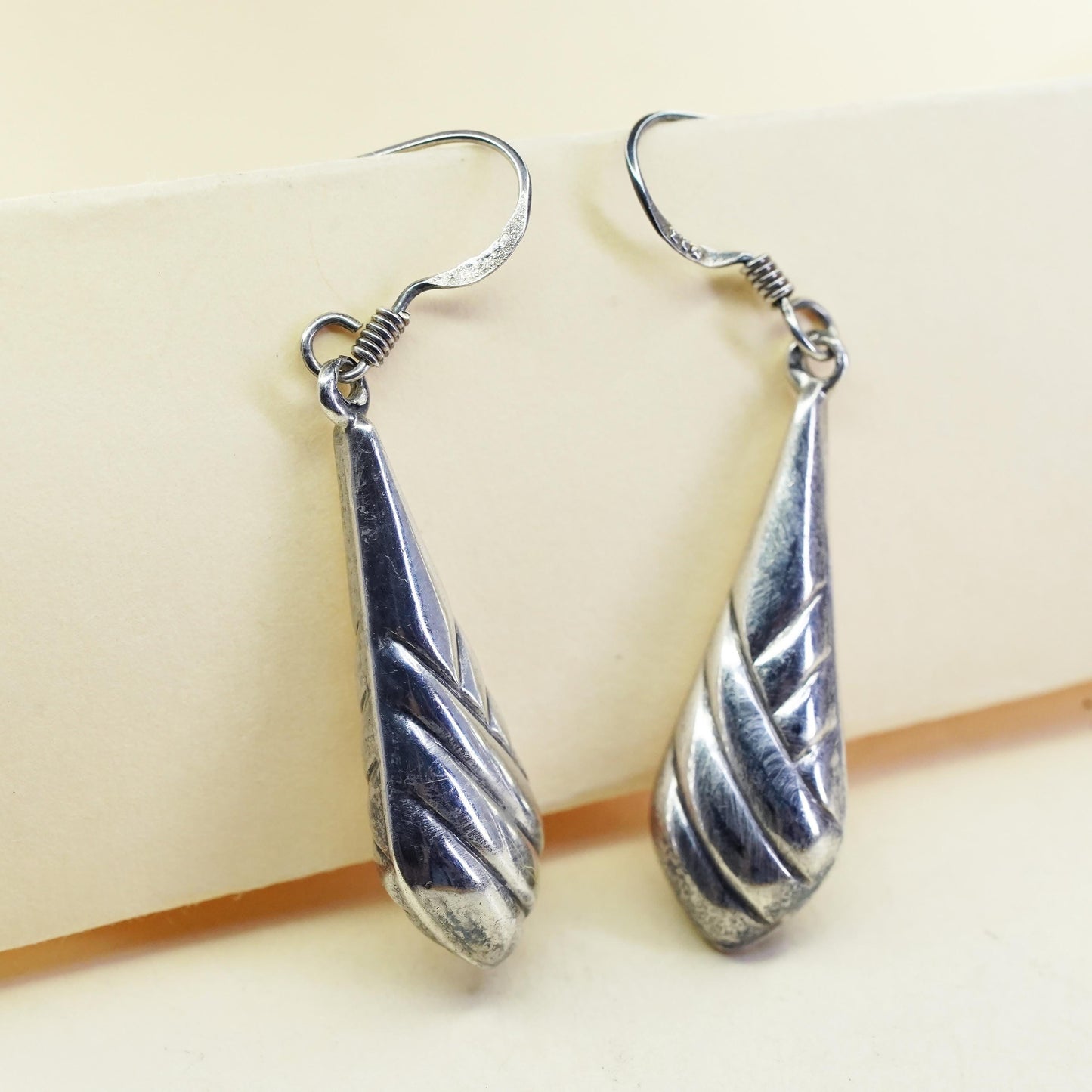 vintage modernist sterling silver 925 handmade teardrop earrings