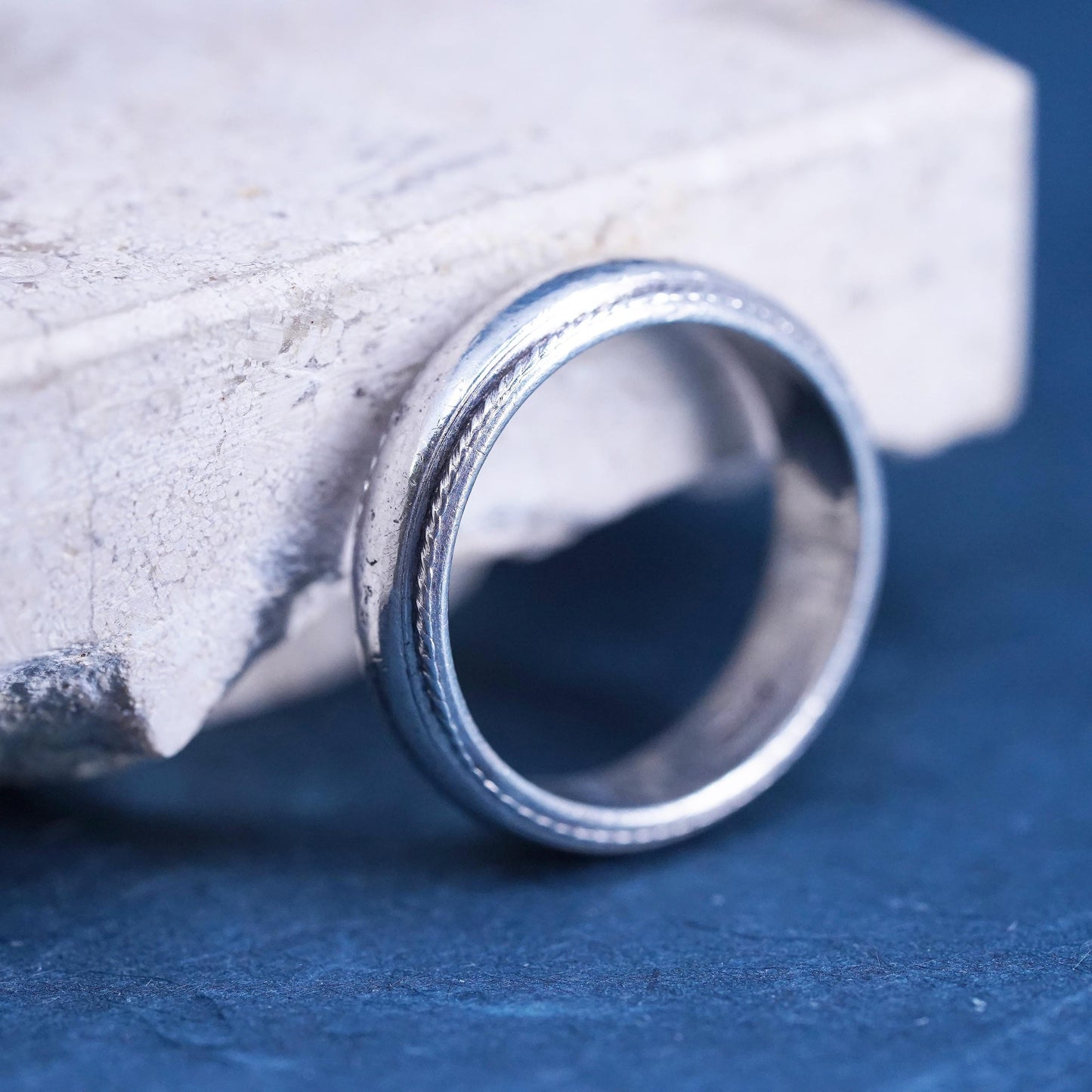 Size 7, vintage Sterling silver handmade ring, 925 wedding band
