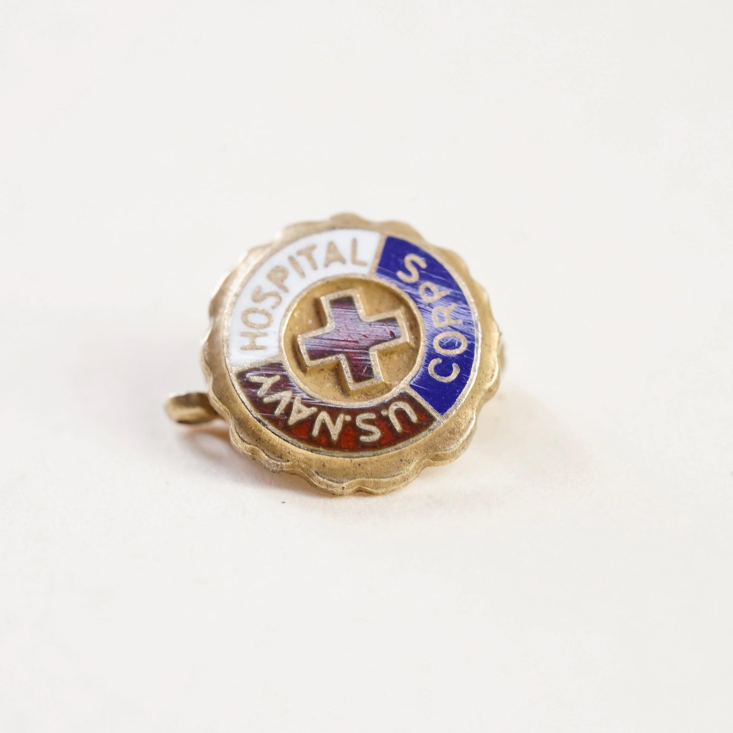 U.S. Navy Hospital Corps Lapel Pin, gold sterling silver 925 Cross Military