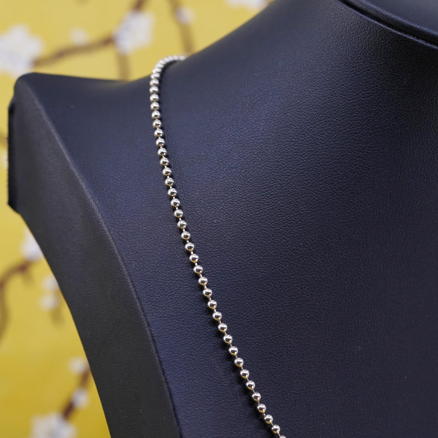 18”, 1mm, vintage Sterling silver beads necklace, 925 chain
