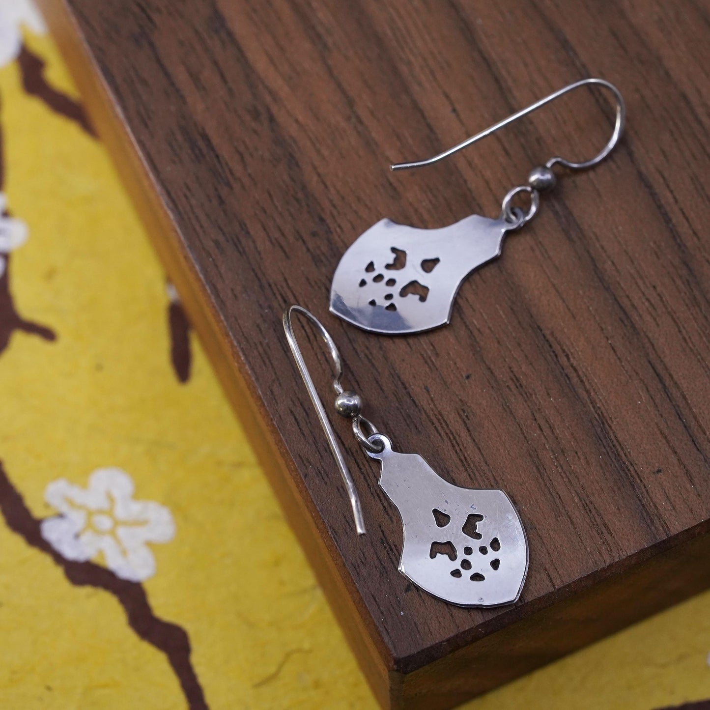 Vintage Sterling silver handmade earrings, 925 textured drops