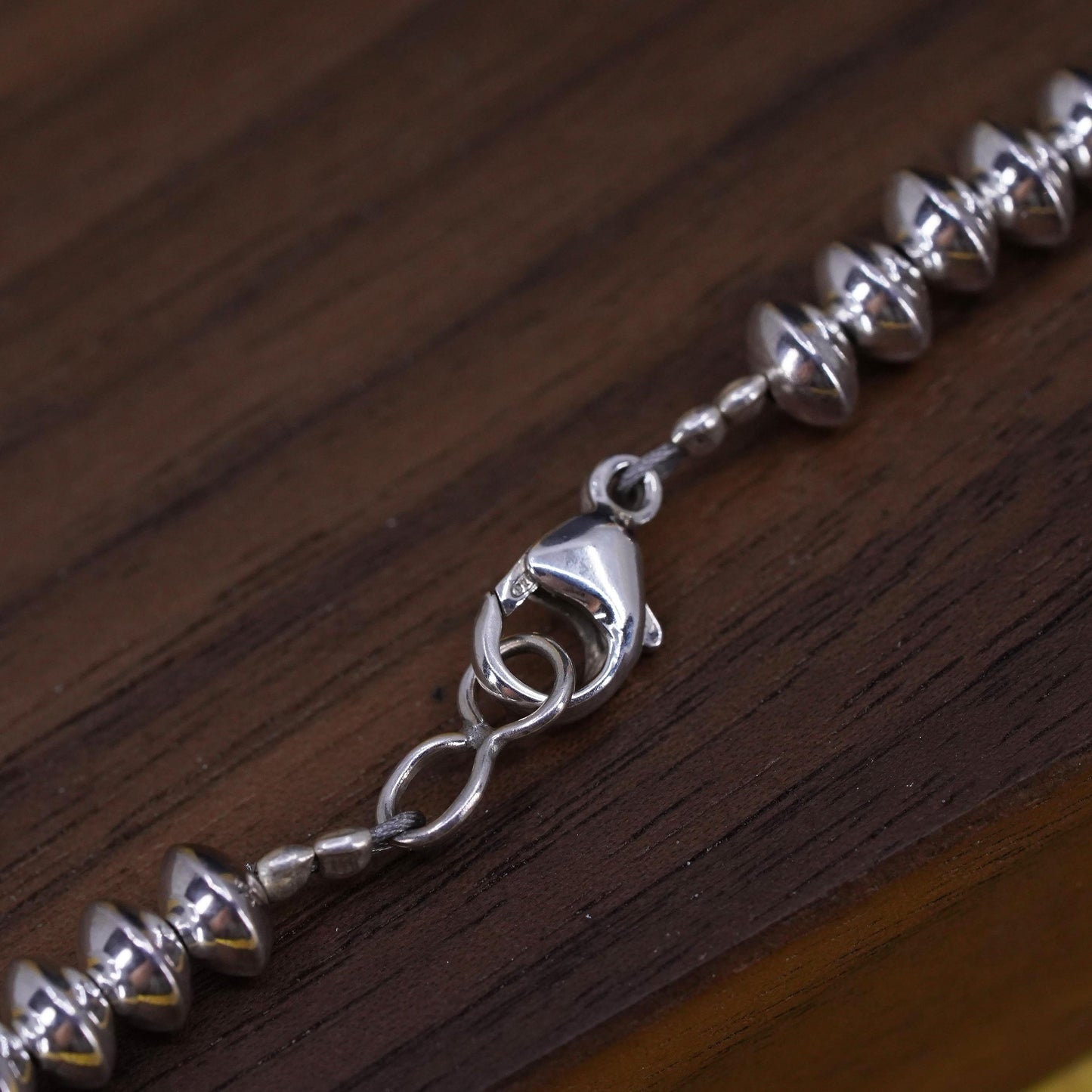 18” 6mm, vintage Sterling silver handmade necklace, 925 bead chain