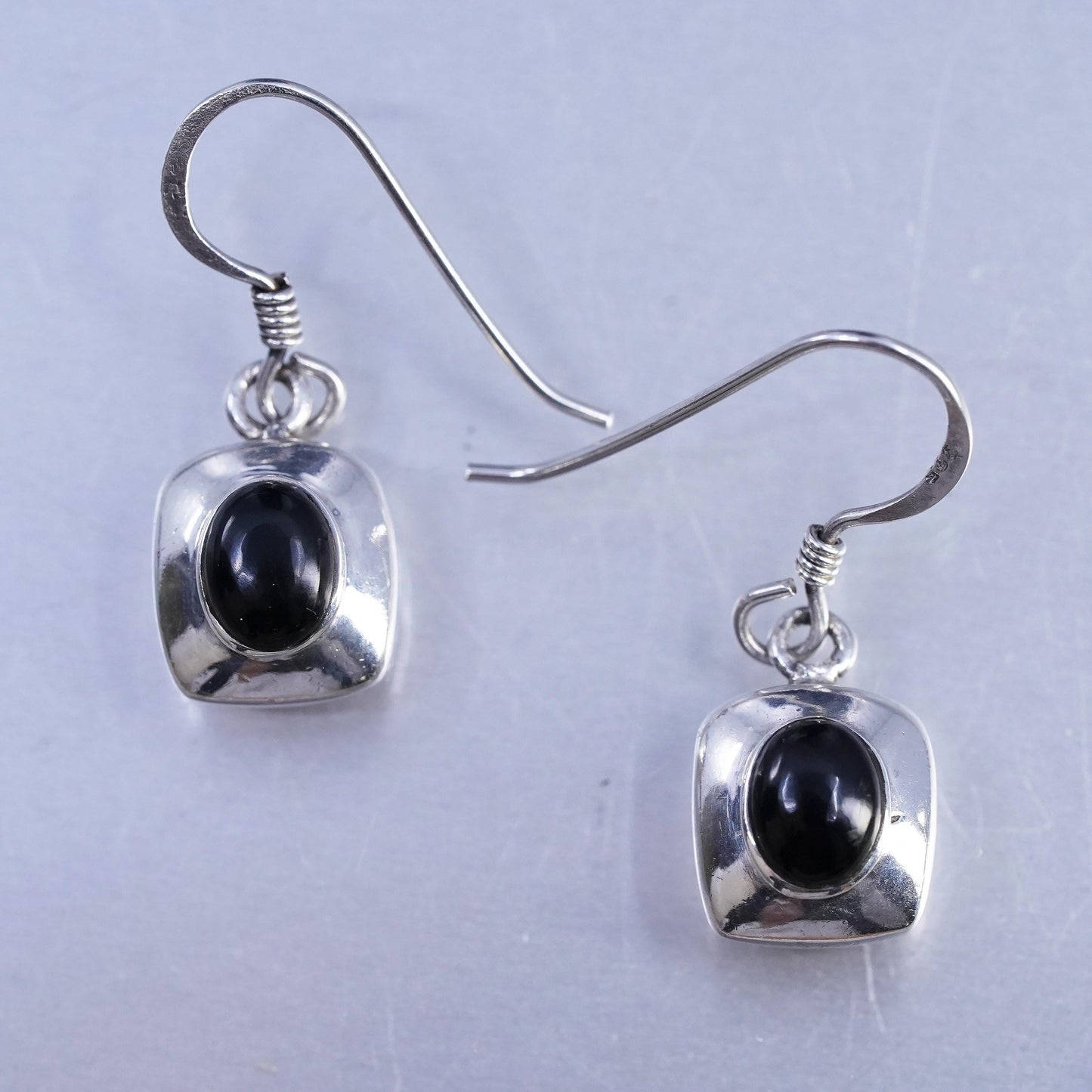 Vintage Sterling 925 silver handmade earrings with black onyx