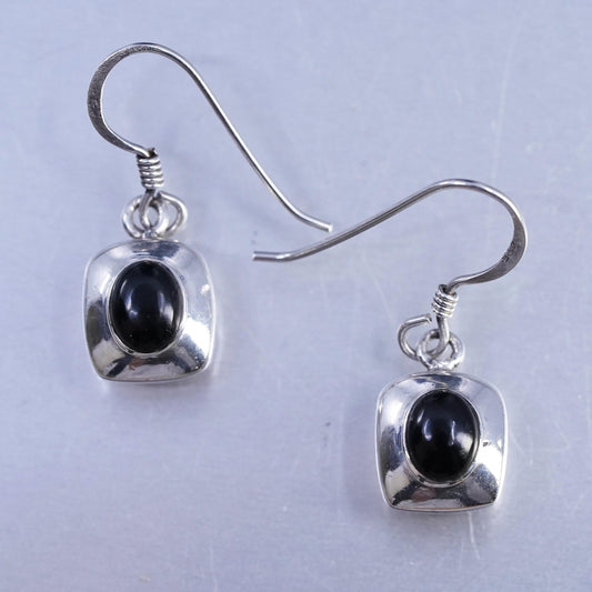 Vintage Sterling 925 silver handmade earrings with black onyx