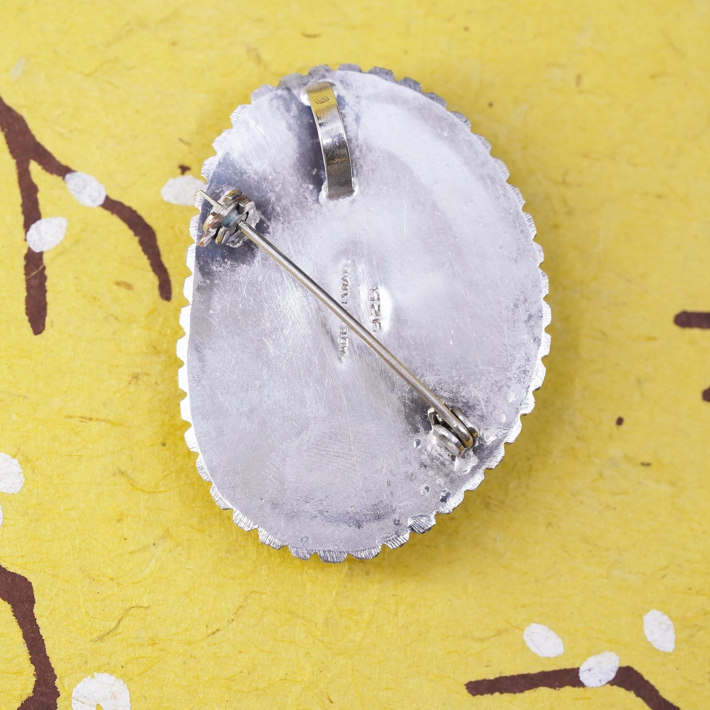 Vintage antique Israel sterling 925 silver butterfly pendant brooch turquoise