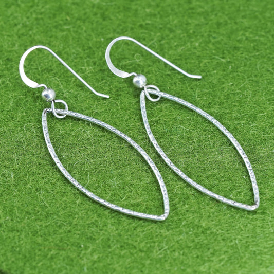 Vintage Sterling silver handmade earrings, 925 marquise dangles
