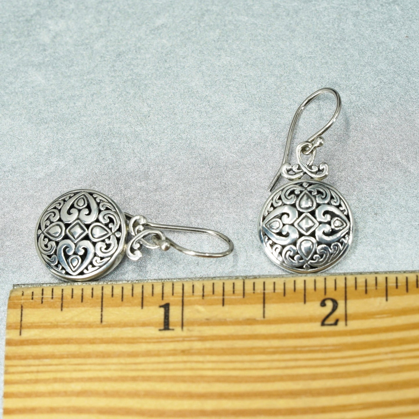 vintage ATI Sterling 925 Silver Pierced circle Earrings with beads