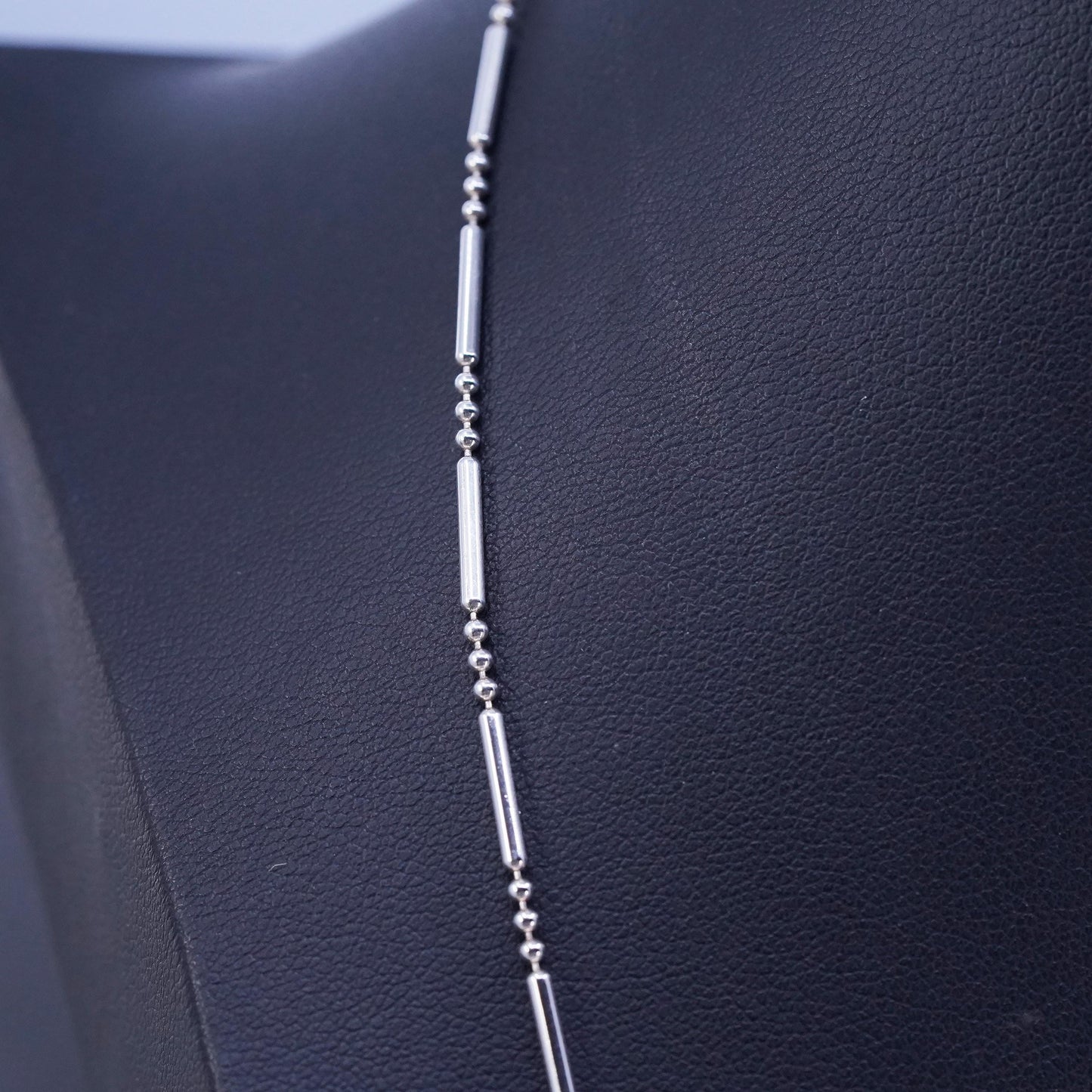 20” 1mm, vintage Italy Sterling 925 silver bar bead chain necklace