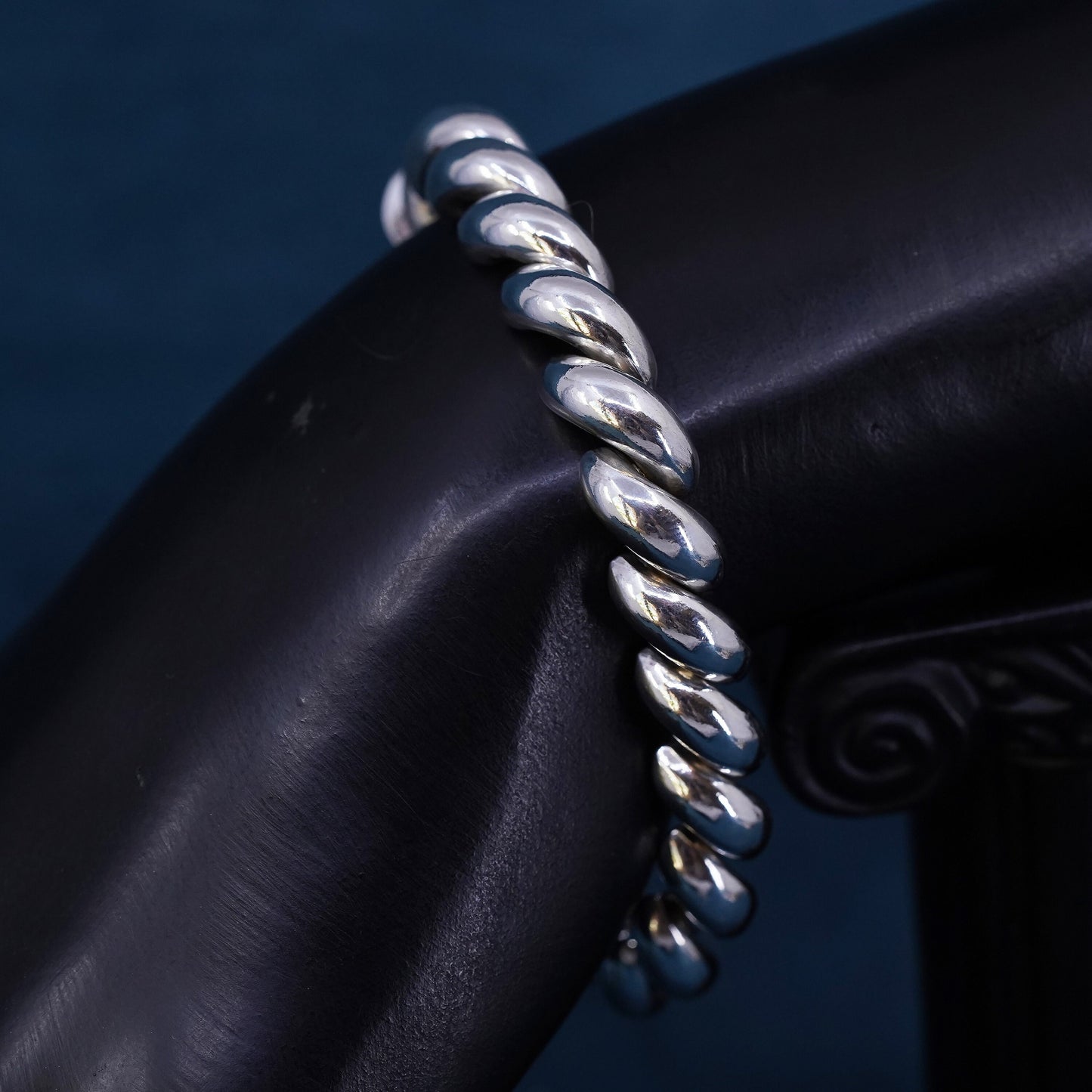 6.5", 11mm, vintage Sterling silver men's bracelet, 925 San Marco chain