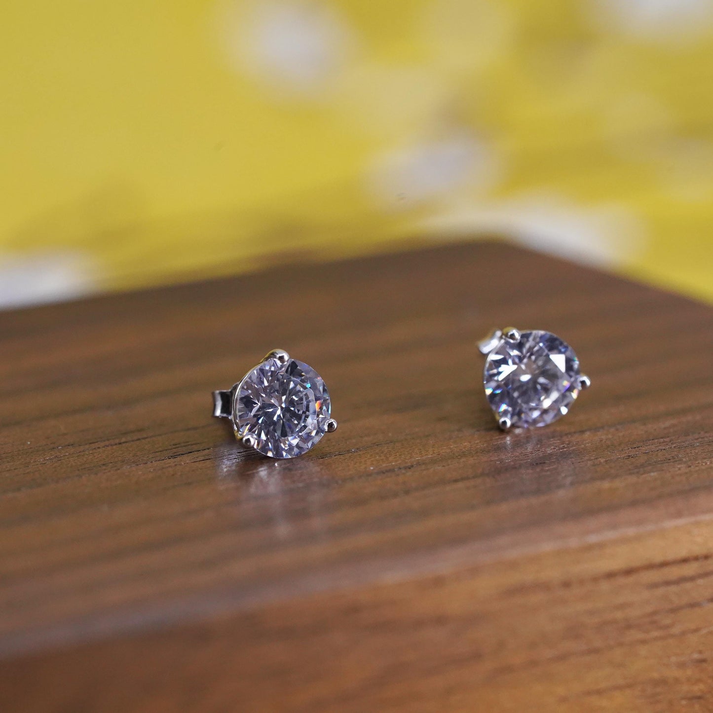 5mm, Sterling silver clear round crystal studs, cz earrings