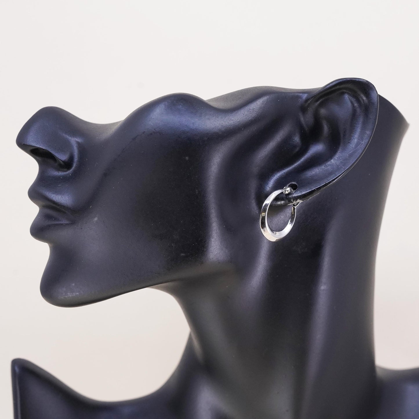 0.75", Vintage sterling silver loop single earring, minimalist primitive hoop