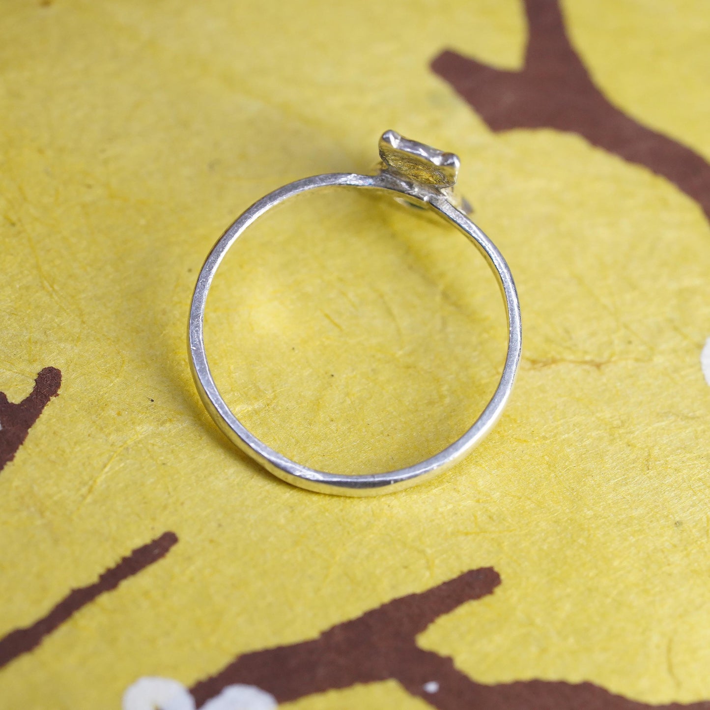 Size 4.75, Sterling 925 silver cat kitty ring turquoise, southwestern jewelry