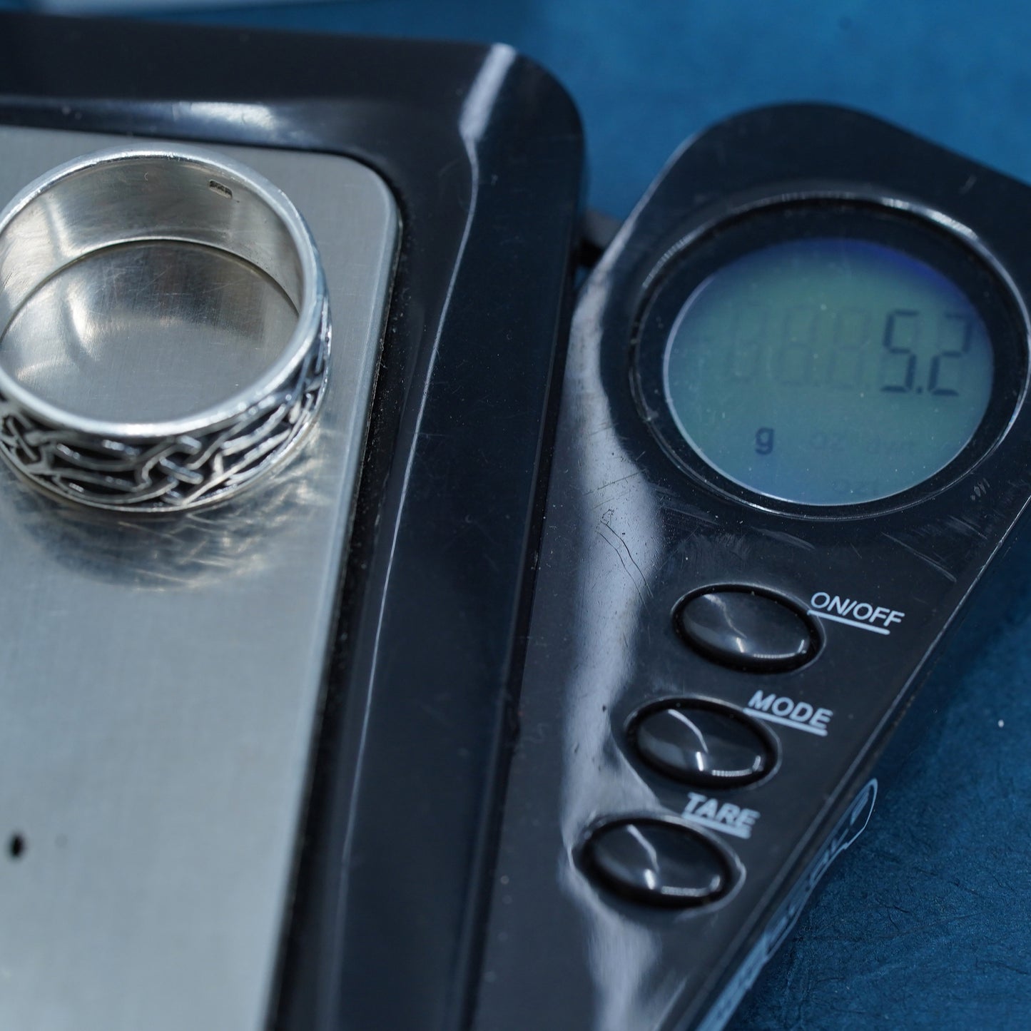 Size 7, vintage Sterling silver handmade ring, hopi 925 woven textured band