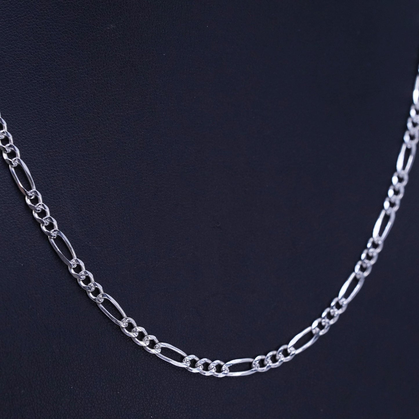 20” 4mm, vintage Mexican Sterling 925 silver figaro chain necklace