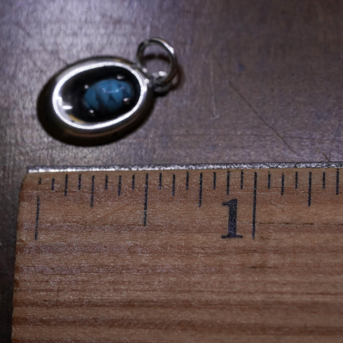 Native American handmade sterling 925 silver oval charm pendant with turquoise