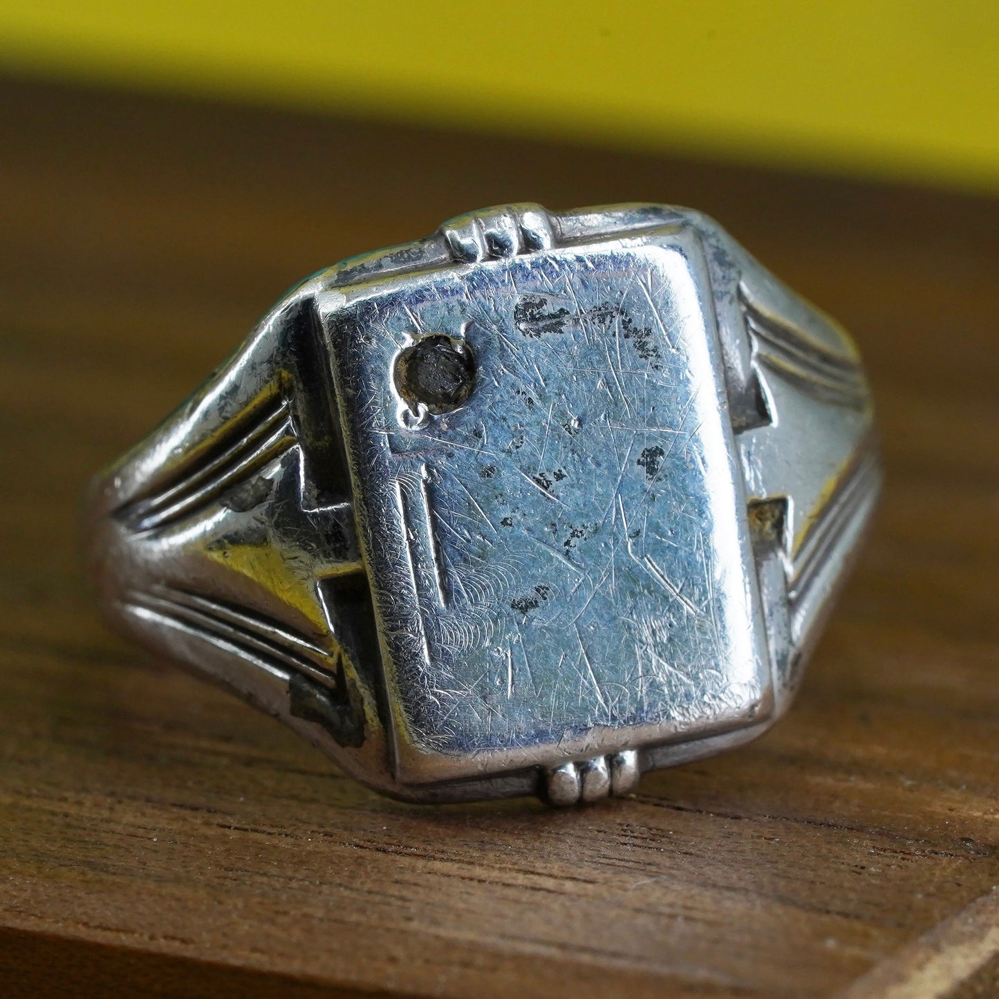 Size 9, vintage Sterling 925 silver handmade ring blank monogram band