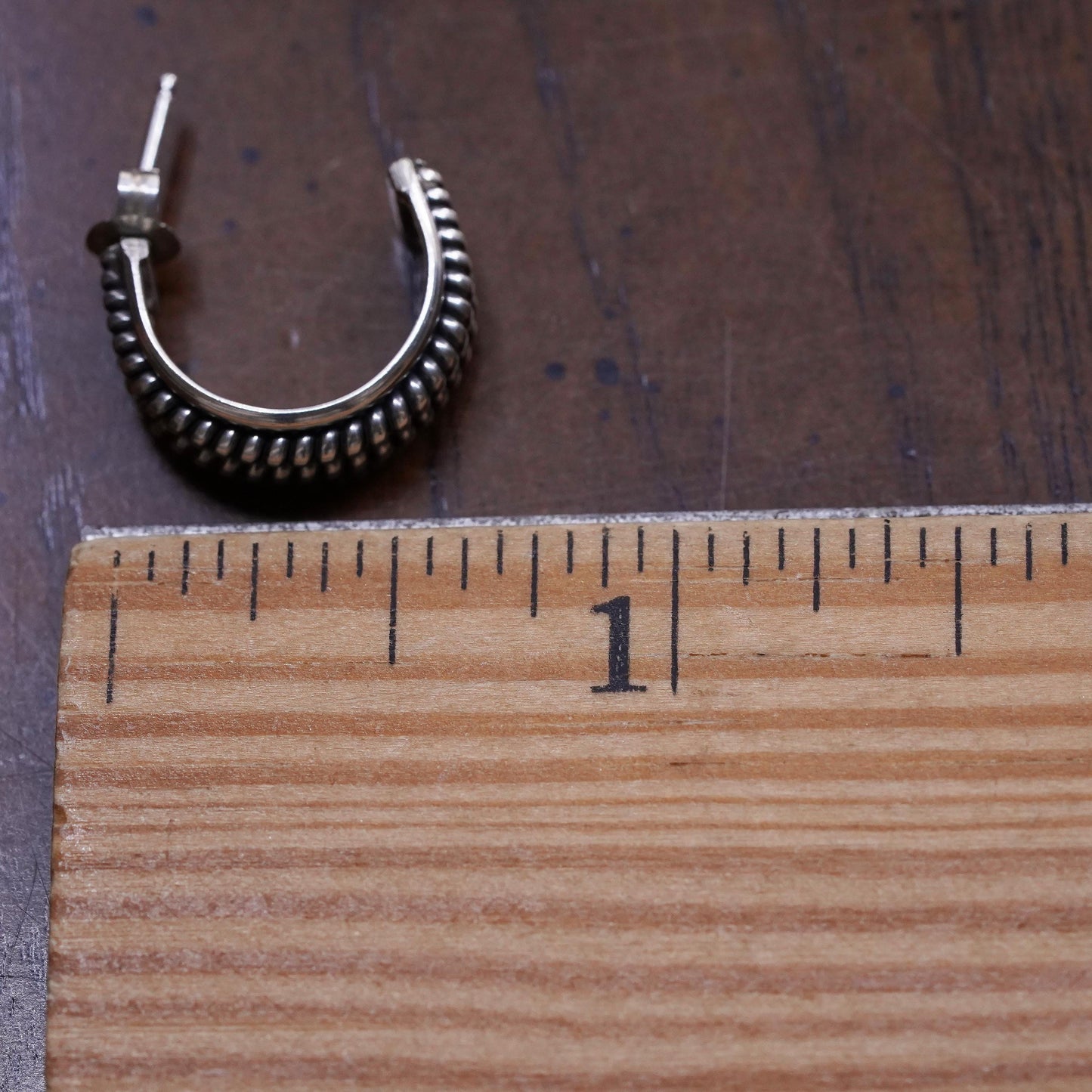 0.75”, Vintage sterling silver single earring, cable 925 huggie hoop