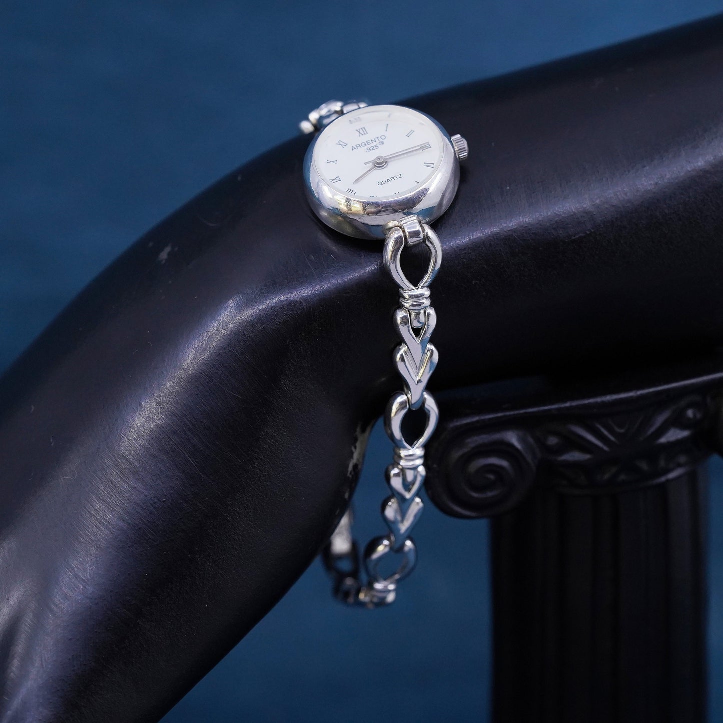 7”, Sterling Silver 925 Watch Argento Brand Round Face Silver not Working