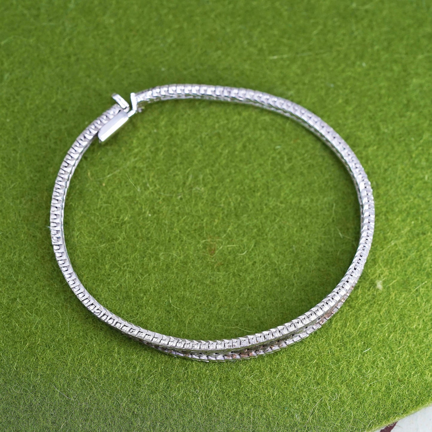 7", Vintage Italian two tone sterling 925 silver Riccio chain bracelet