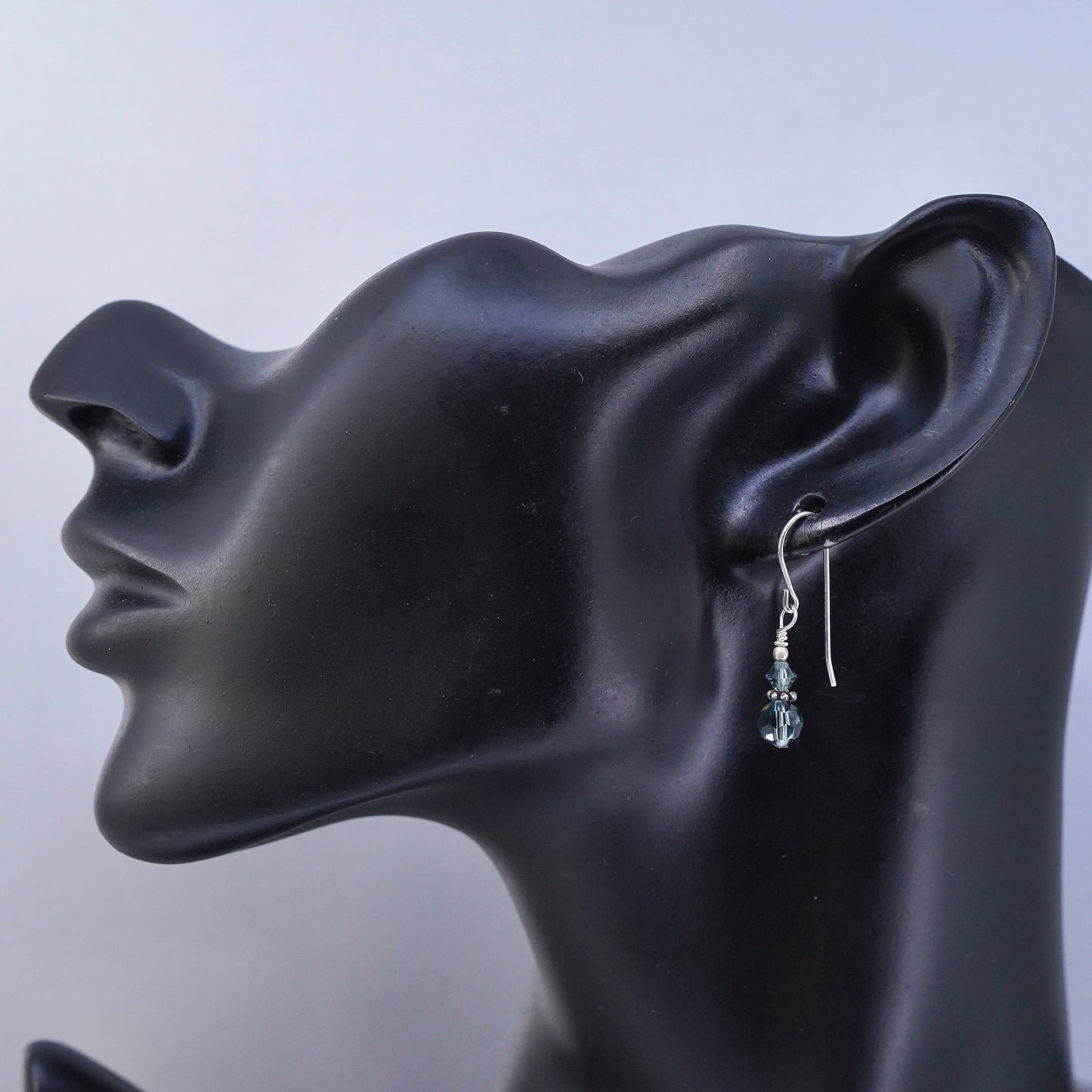 Vintage Sterling 925 silver earrings with blue crystal