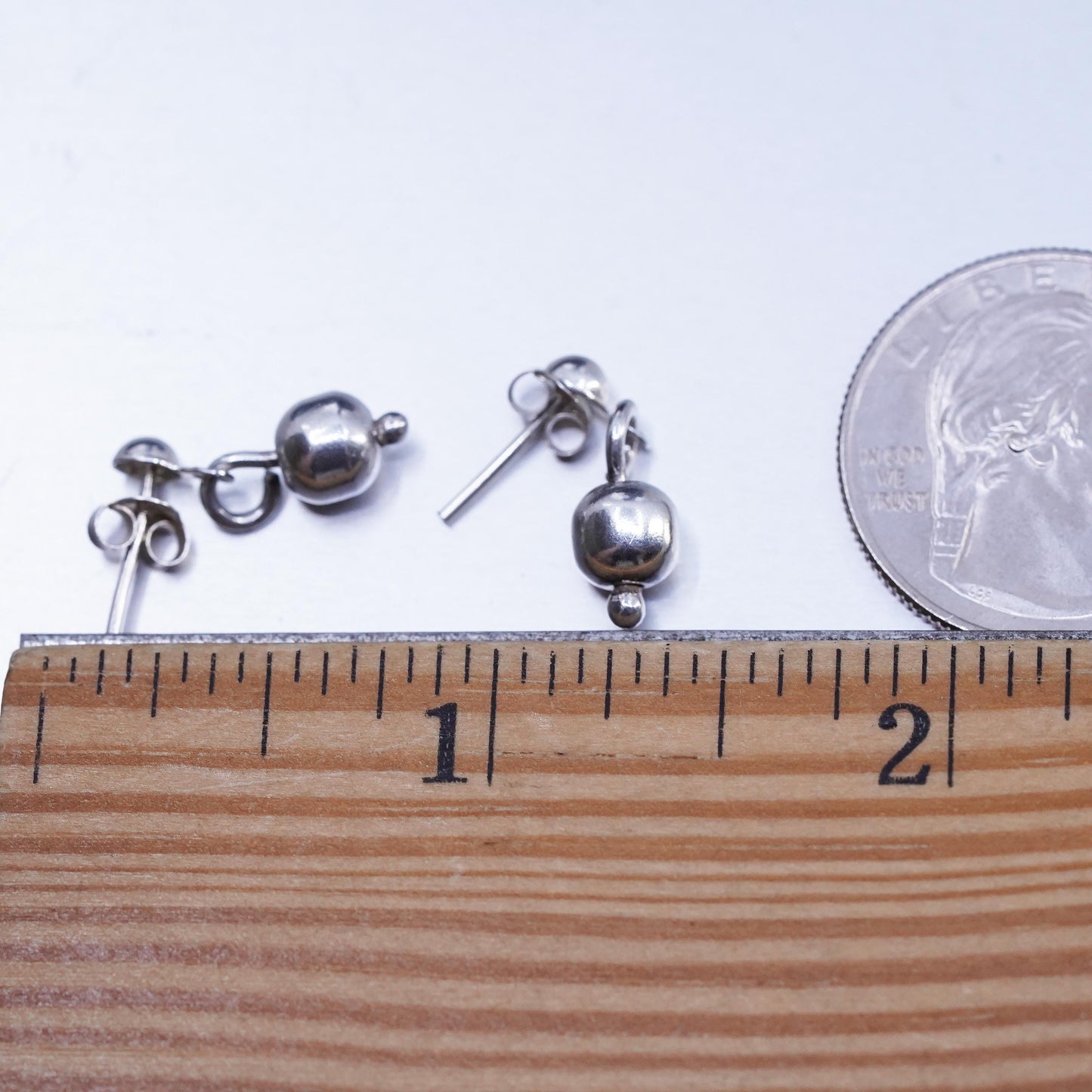 Vintage Sterling 925 silver handmade bead dangle earrings