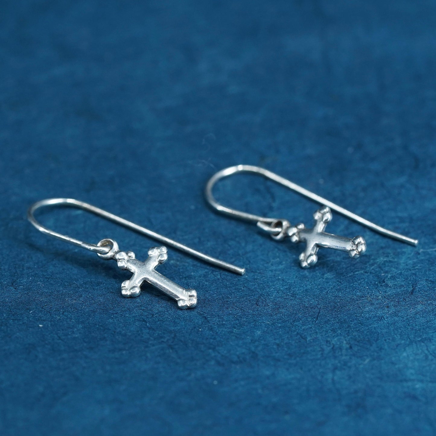 Vintage Sterling silver handmade earrings, 925 cross drops