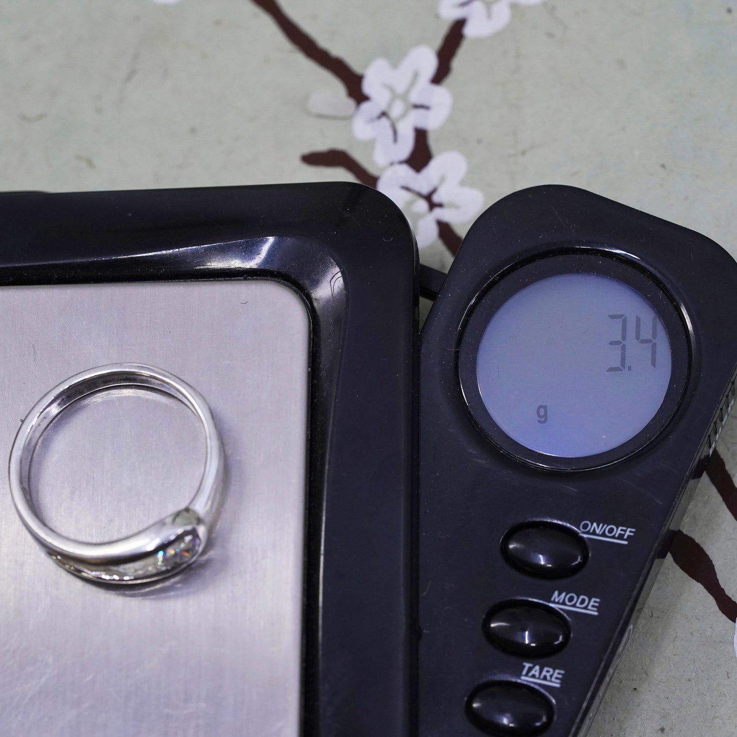 Size 8, Vintage sterling silver handmade ring, engagement ring with cz