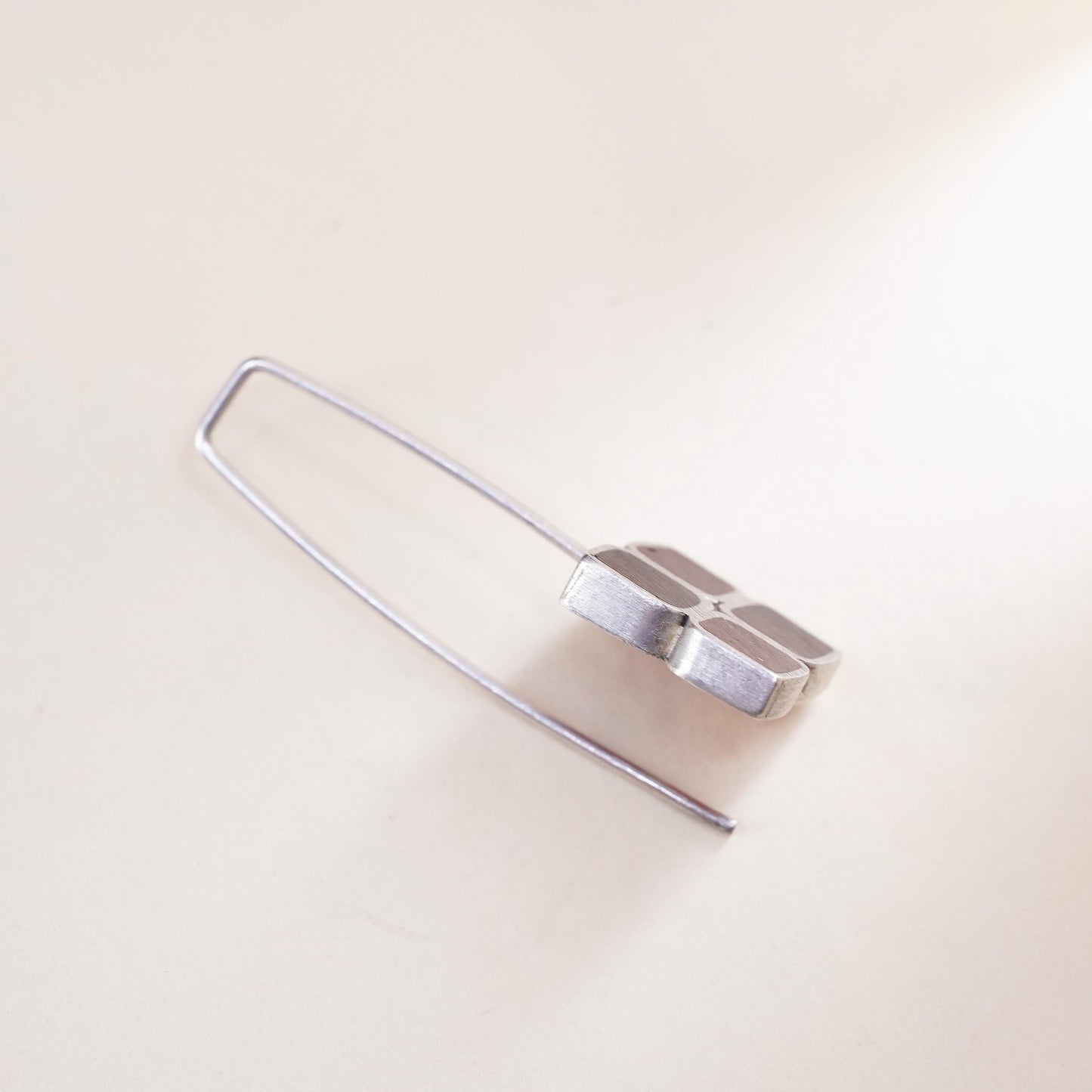 Minimalistic sterling silver single earring, 925 square dangle with resin inlay