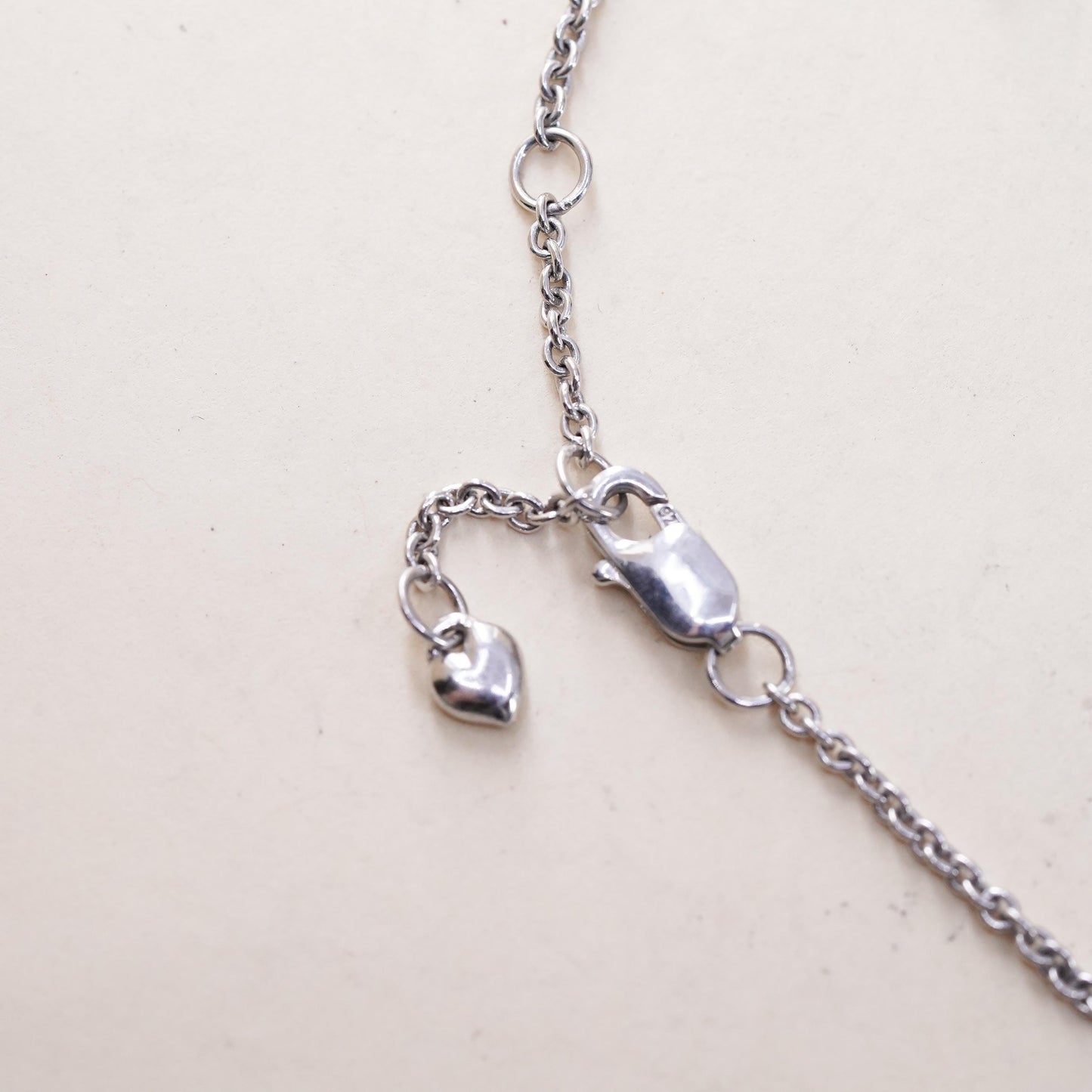 6.5+1”, VTG sterling 925 silver circle chain bracelet cluster cz cross charms