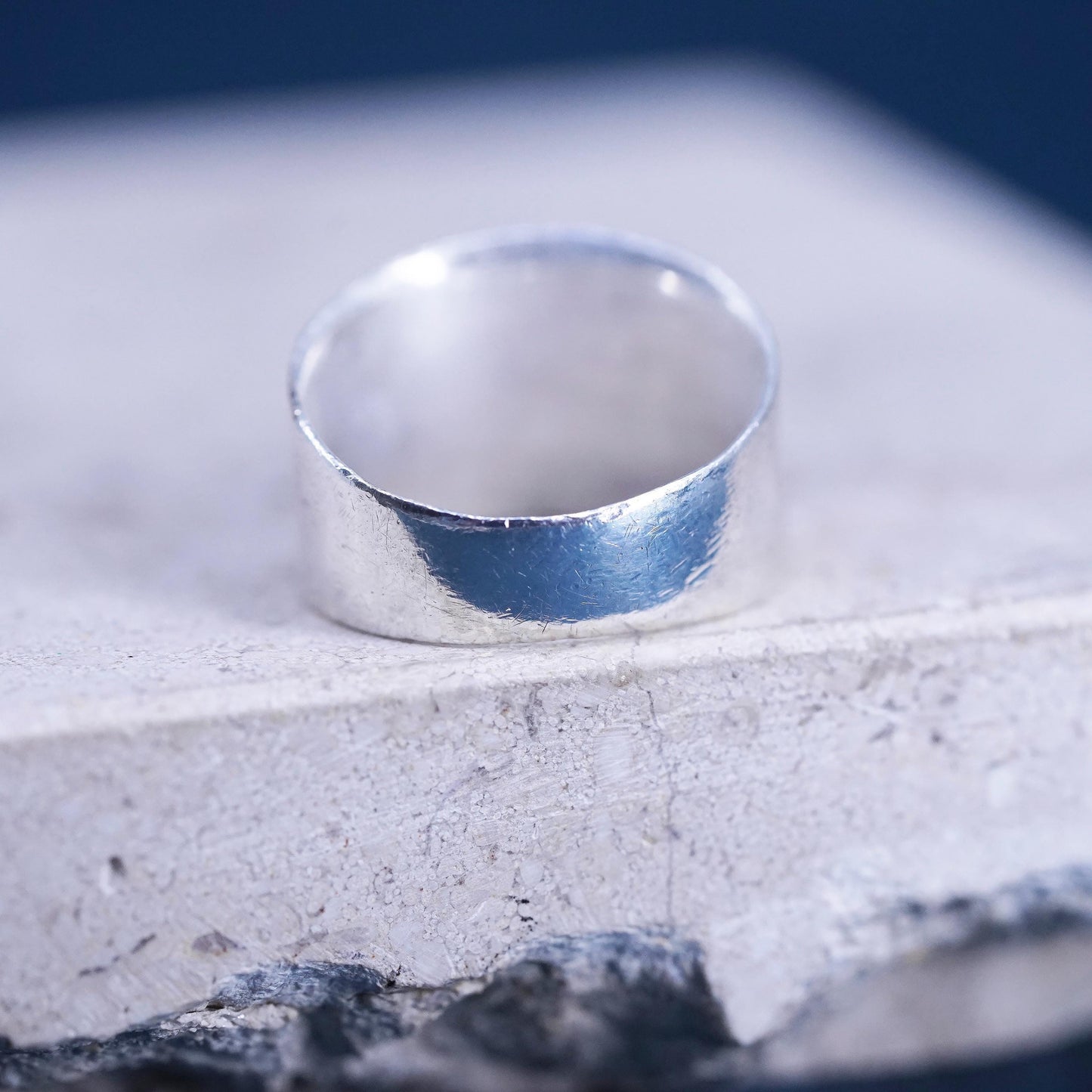 Size 5.75, vintage Sterling silver handmade ring, wide 925 band