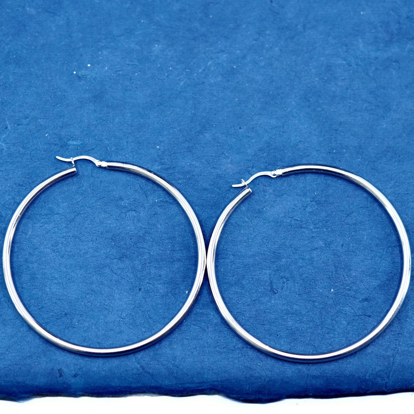 2.5”, vintage Italy Sterling 925 silver handmade huge round hoop earrings
