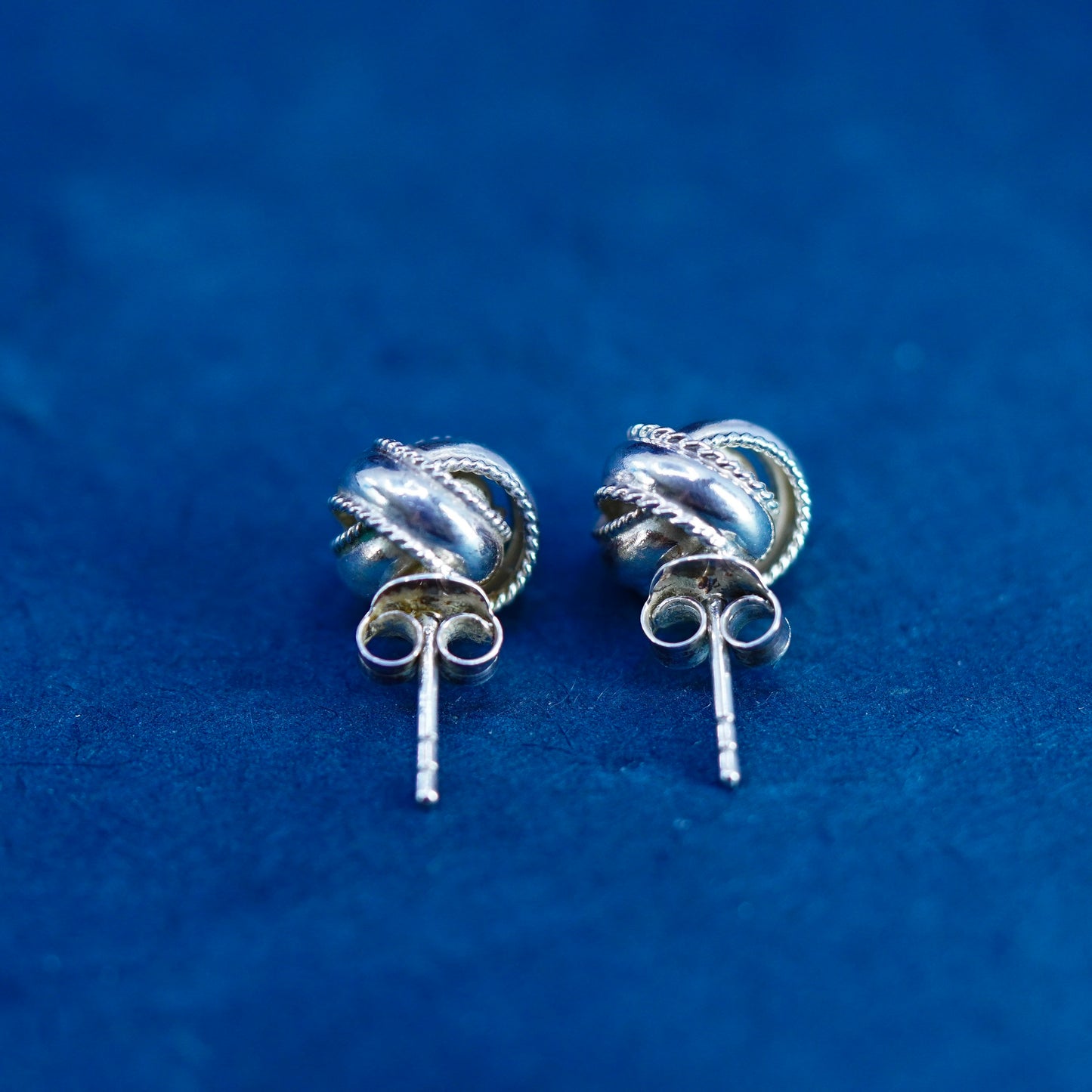 Vintage Sterling silver handmade earrings, 925 entwined studs