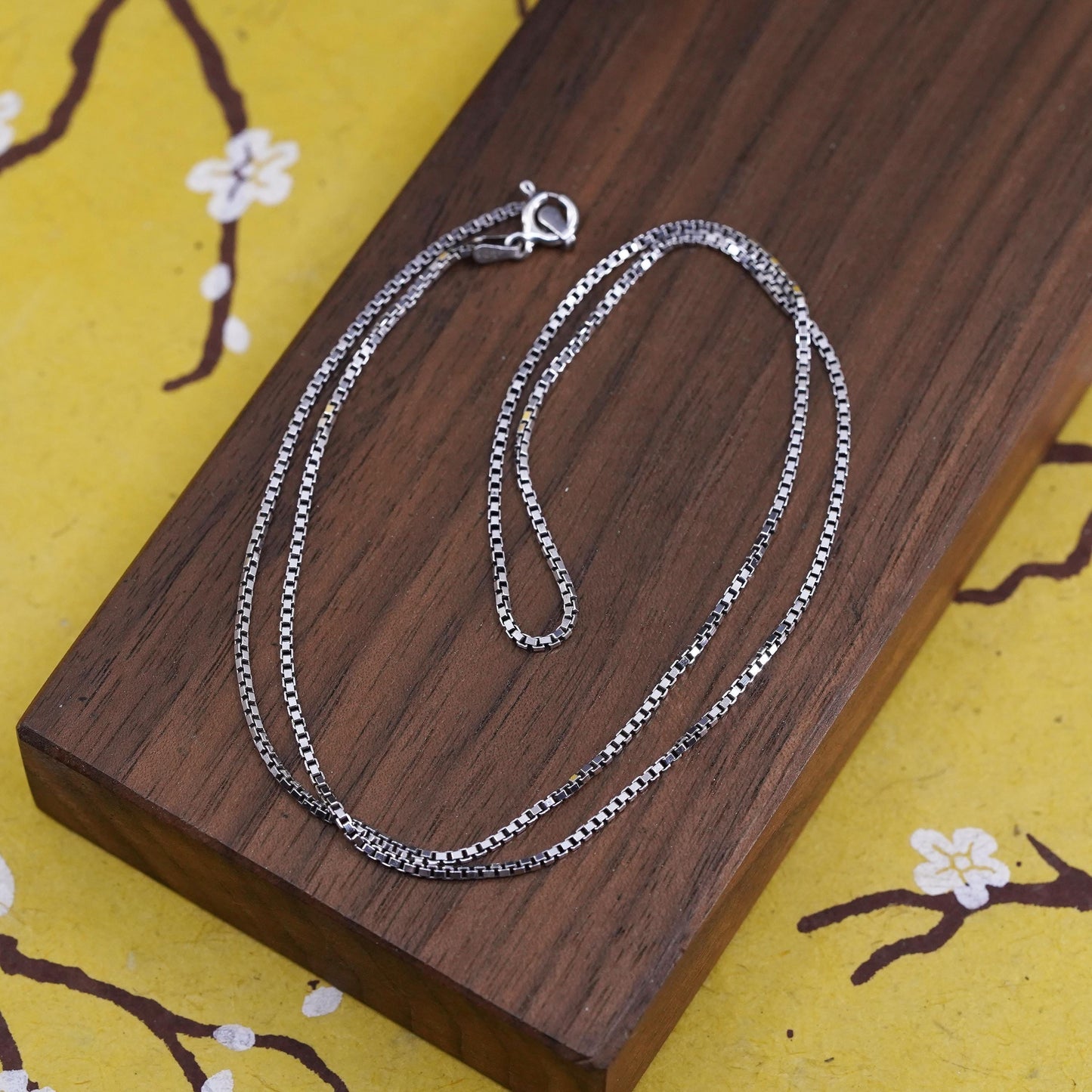 20" 1.6mm, vintage Italy Sterling silver box chain, Italy 925 necklace