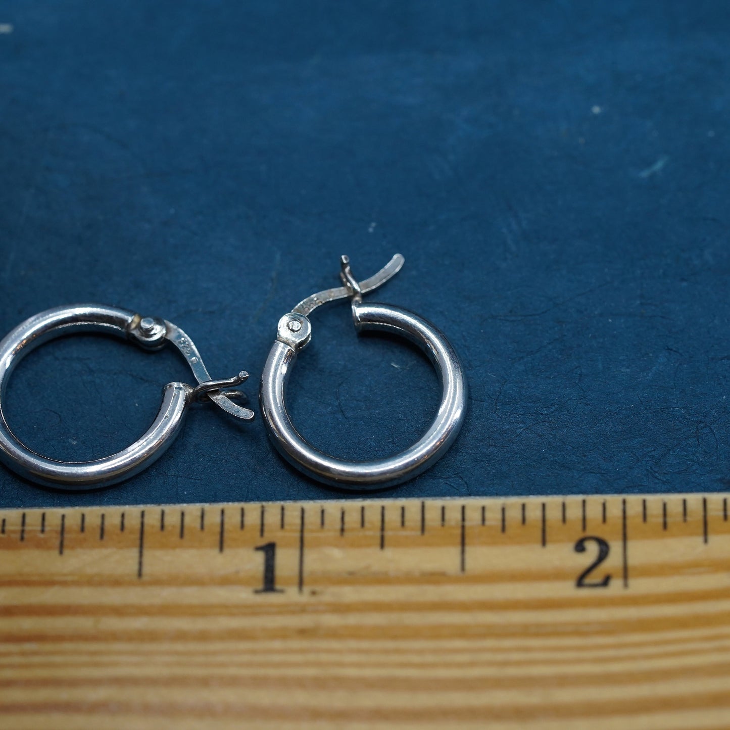 0.5”, vintage Sterling silver handmade hoop earrings, fine 925 huggie