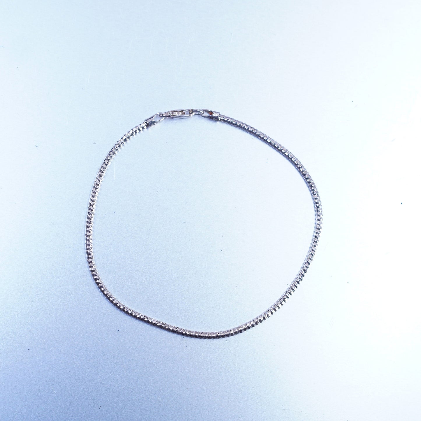 8”, 1mm, Sterling 925 silver handmade bracelet, textured snake link chain
