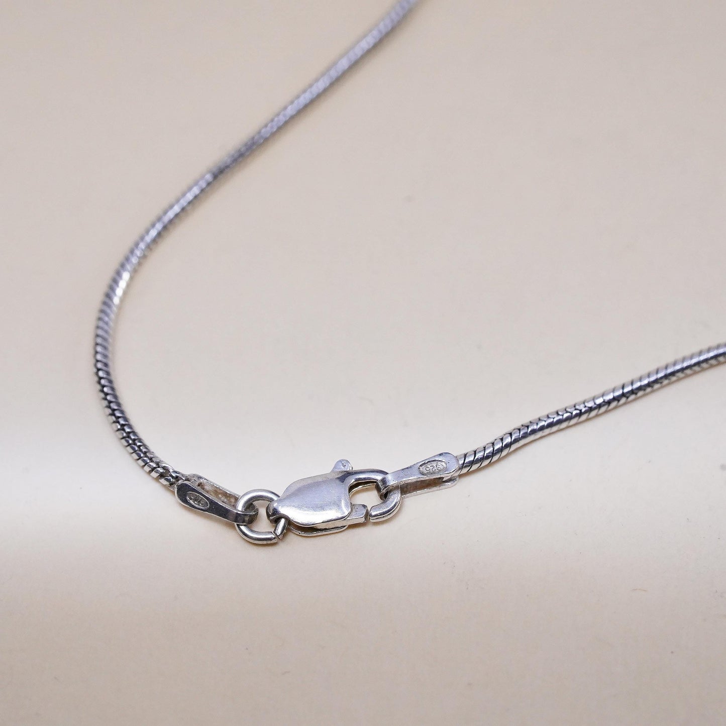 18" 1mm, Vintage Italian sterling silver snake link chain, 925 silver necklace