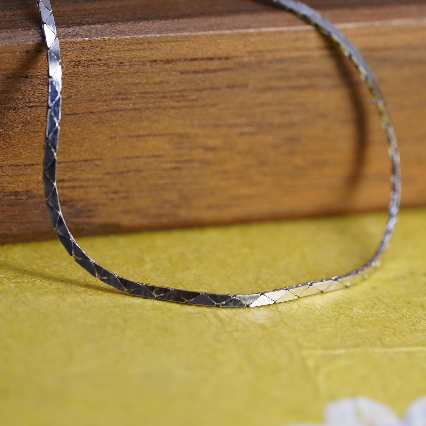 7.25" 1mm, vintage Italian Sterling silver snake chain, 925 bracelet