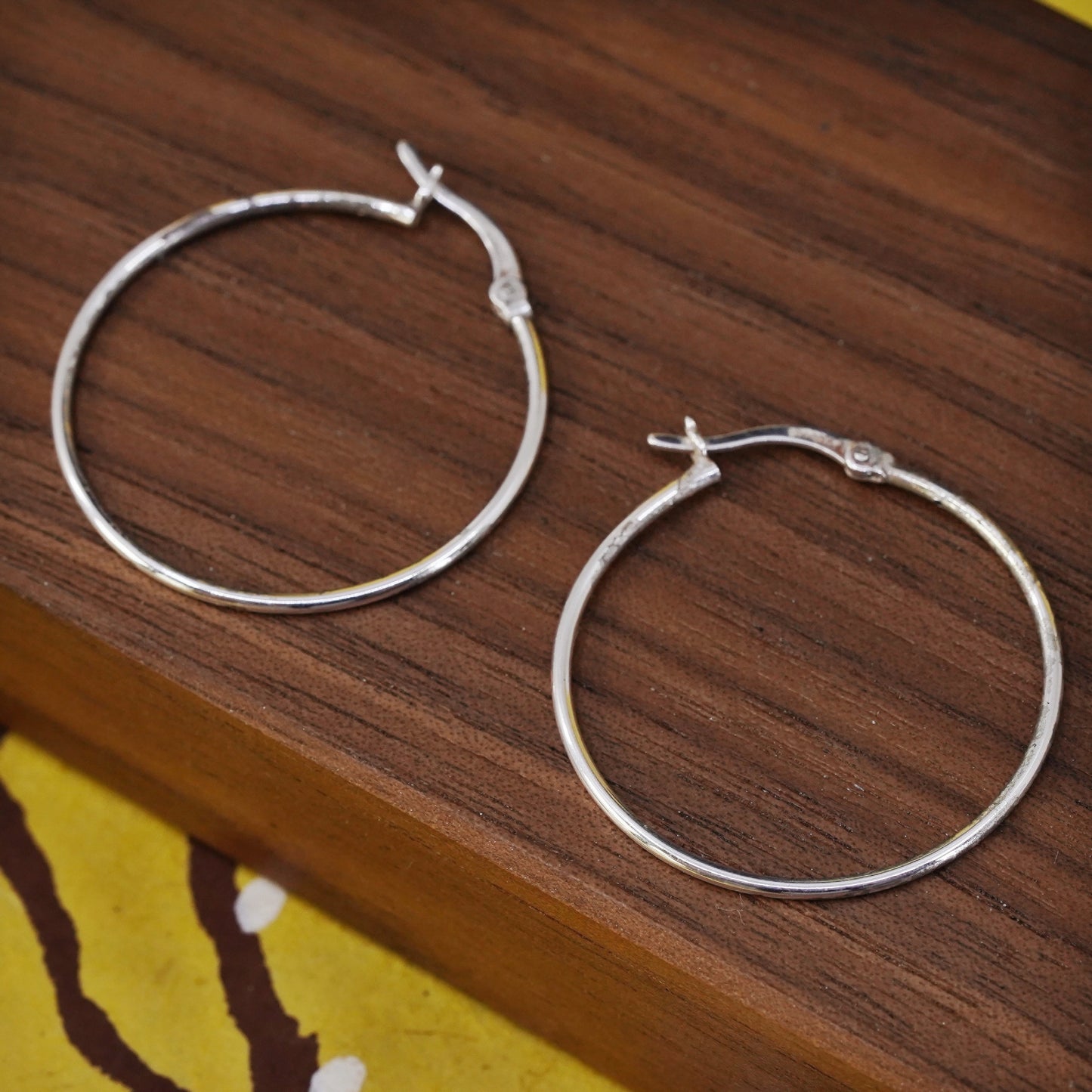 1.25", vintage Sterling silver handmade earrings, 925 hoops