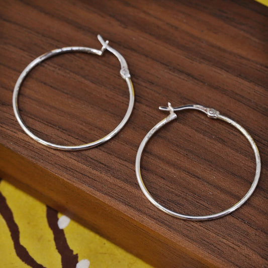 1.25", vintage Sterling silver handmade earrings, 925 hoops