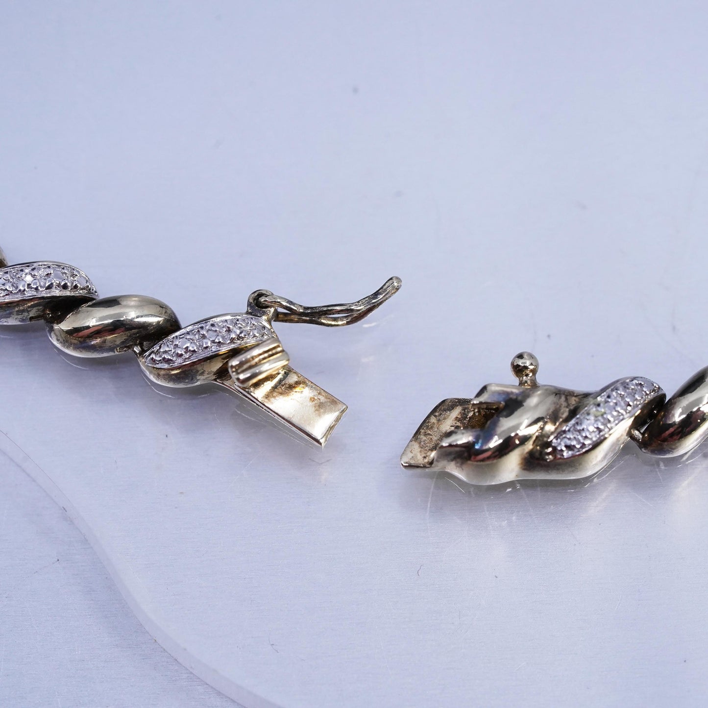 18" two tone vermeil gold over Sterling 925 silver San Marco necklace diamond