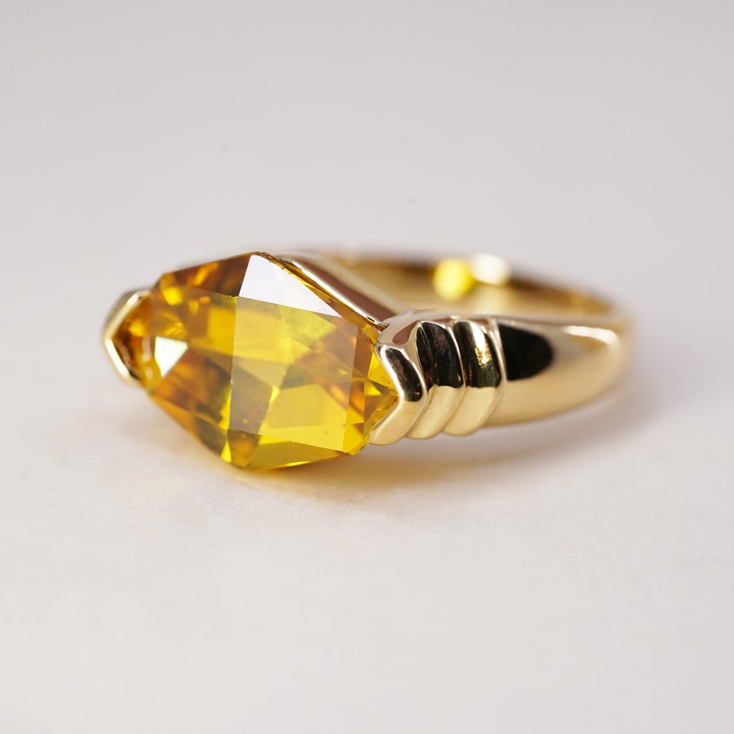 Size 6, Vermeil gold over sterling silver citrine ring, 925 band, engagement
