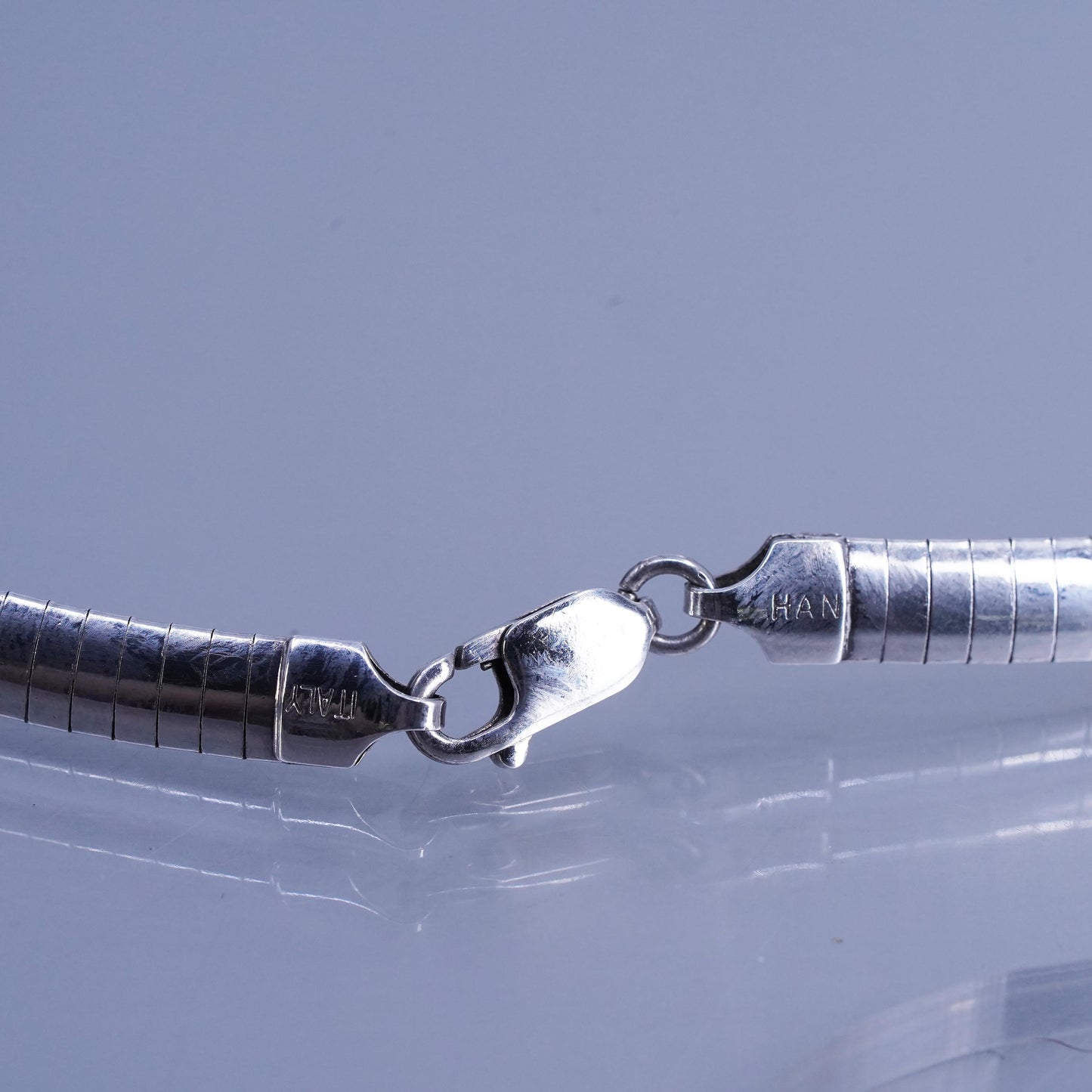 18” 7mm, vintage Italy 925 silver omega chain necklace