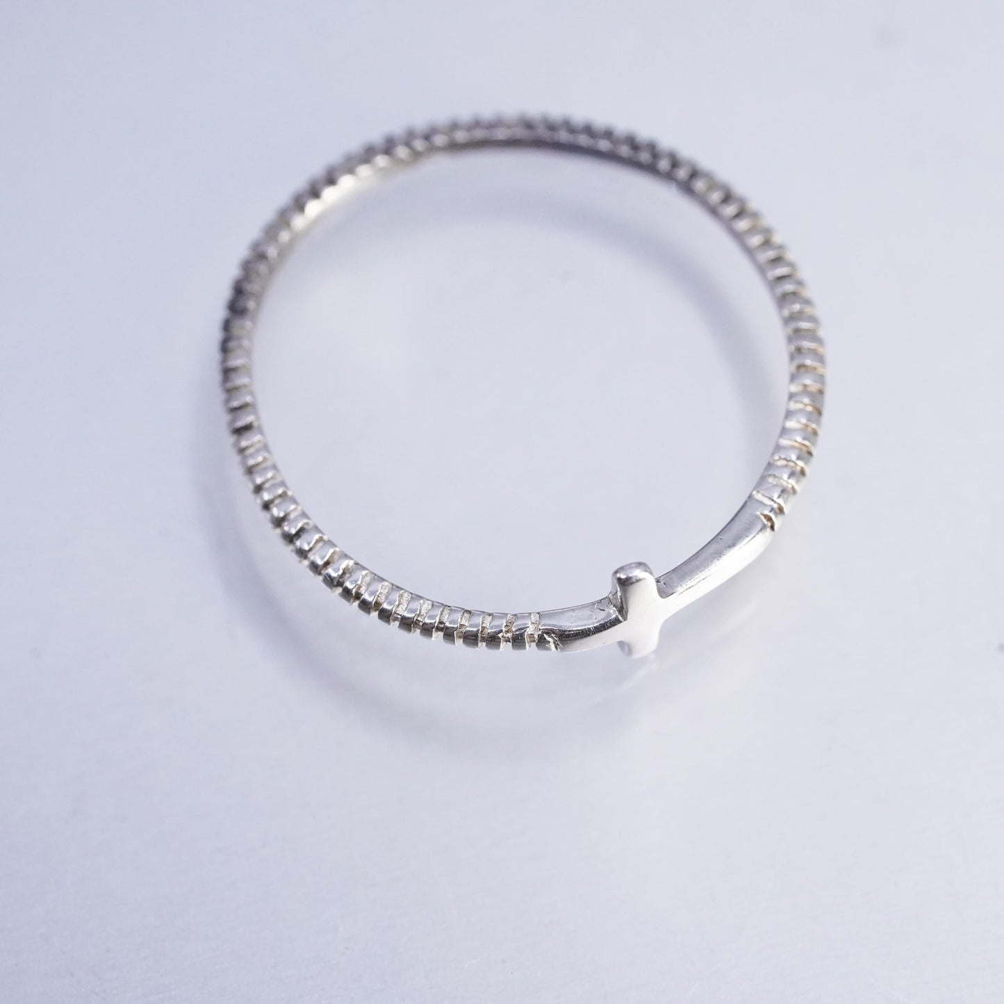 Size 9, vintage southwestern Sterling 925 silver cross ring, stackable band