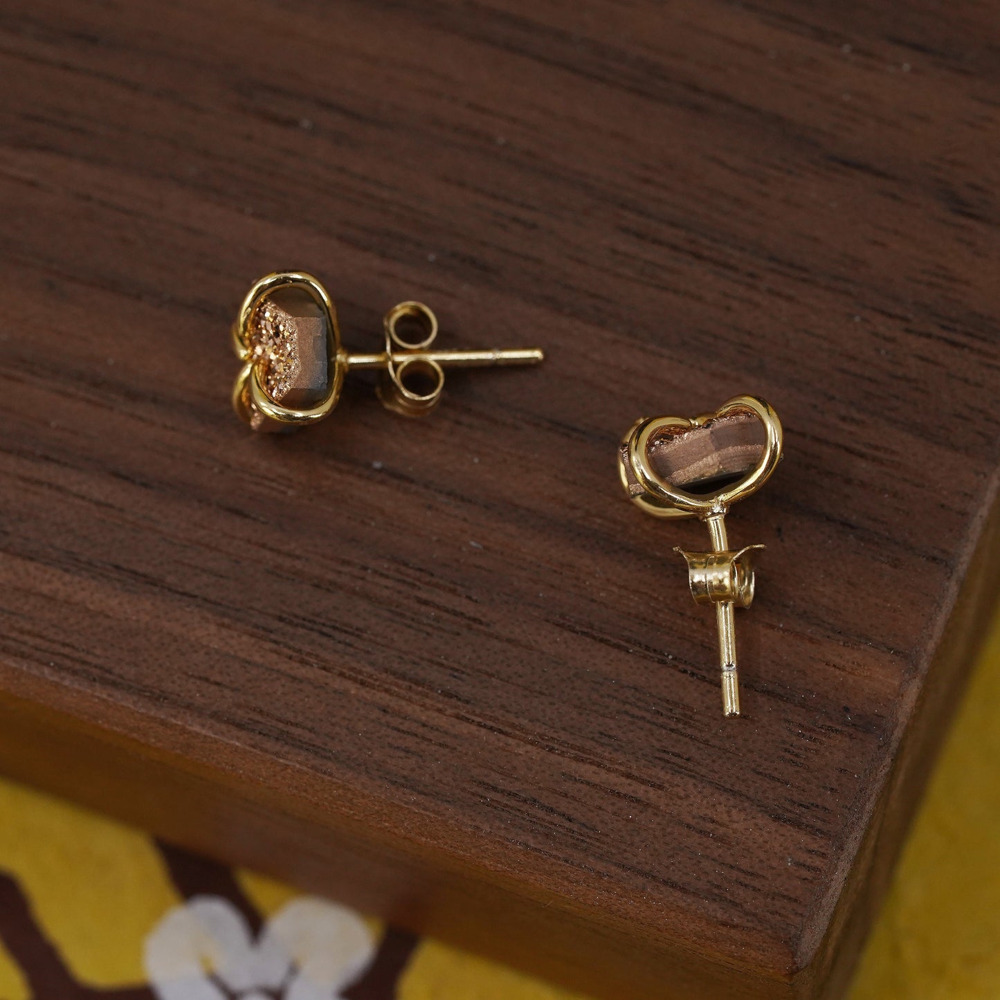 Vermeil gold over Sterling silver natural druzy agate studs, earrings