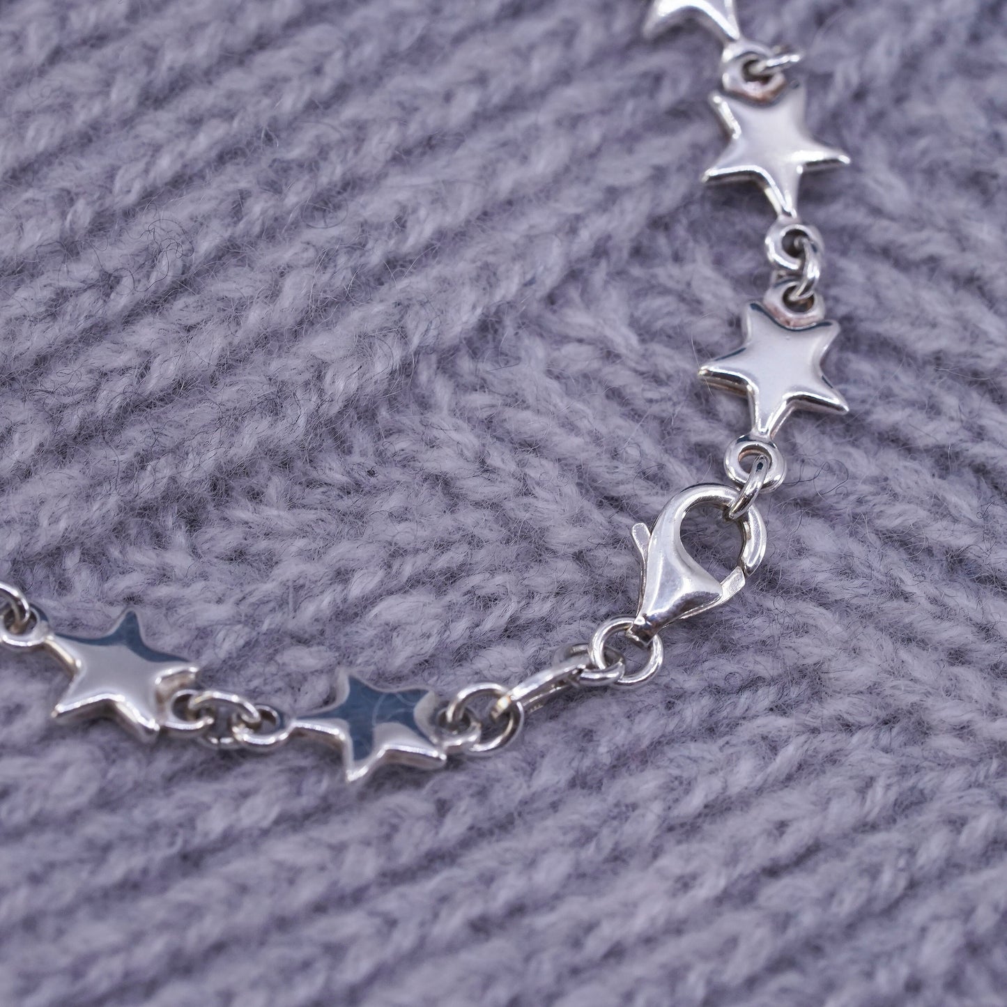 7.25", vintage Sterling silver handmade bracelet, 925 star link chain