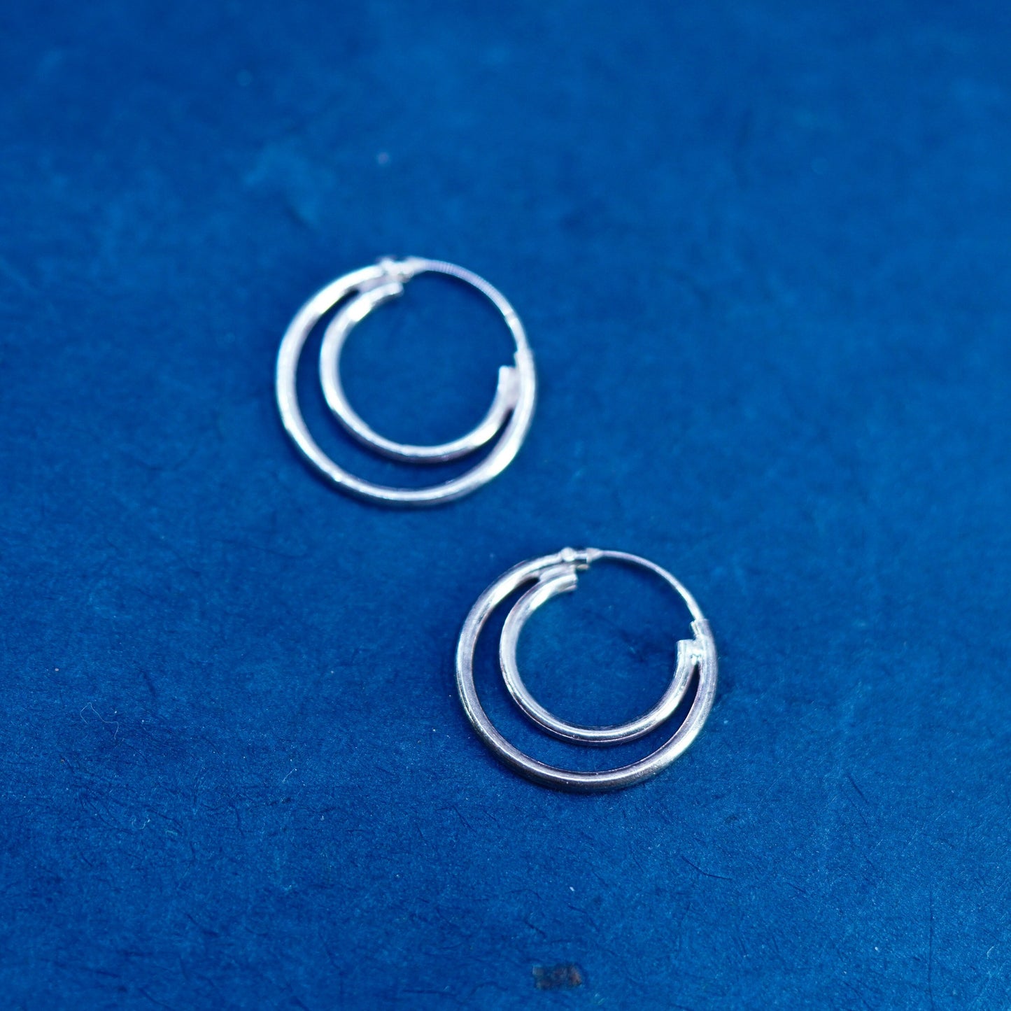 0.75”, vintage Sterling silver handmade hoop earrings, Modern 925 huggie
